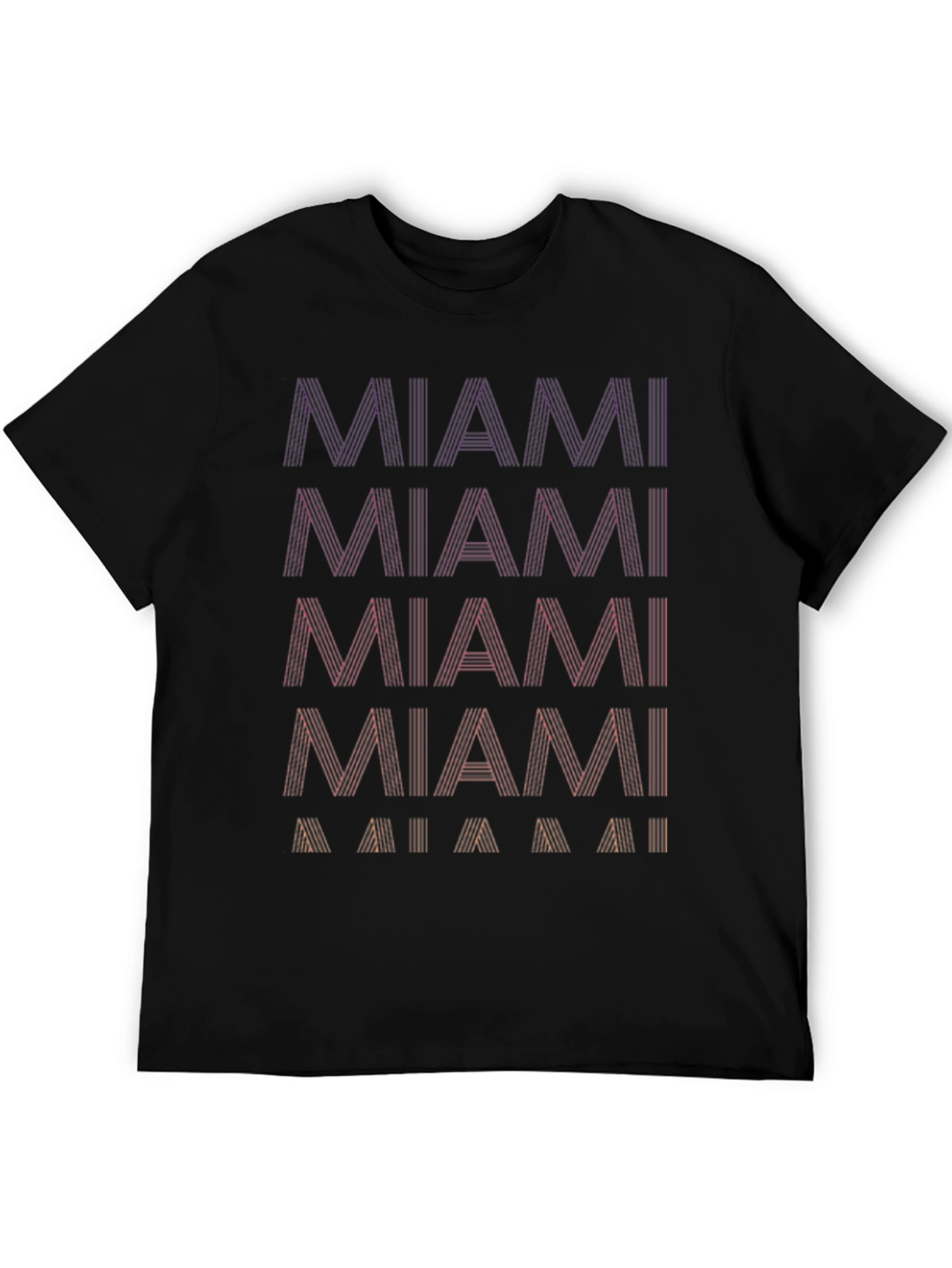 Miami Graphic Tee - Cool Striped Text Design