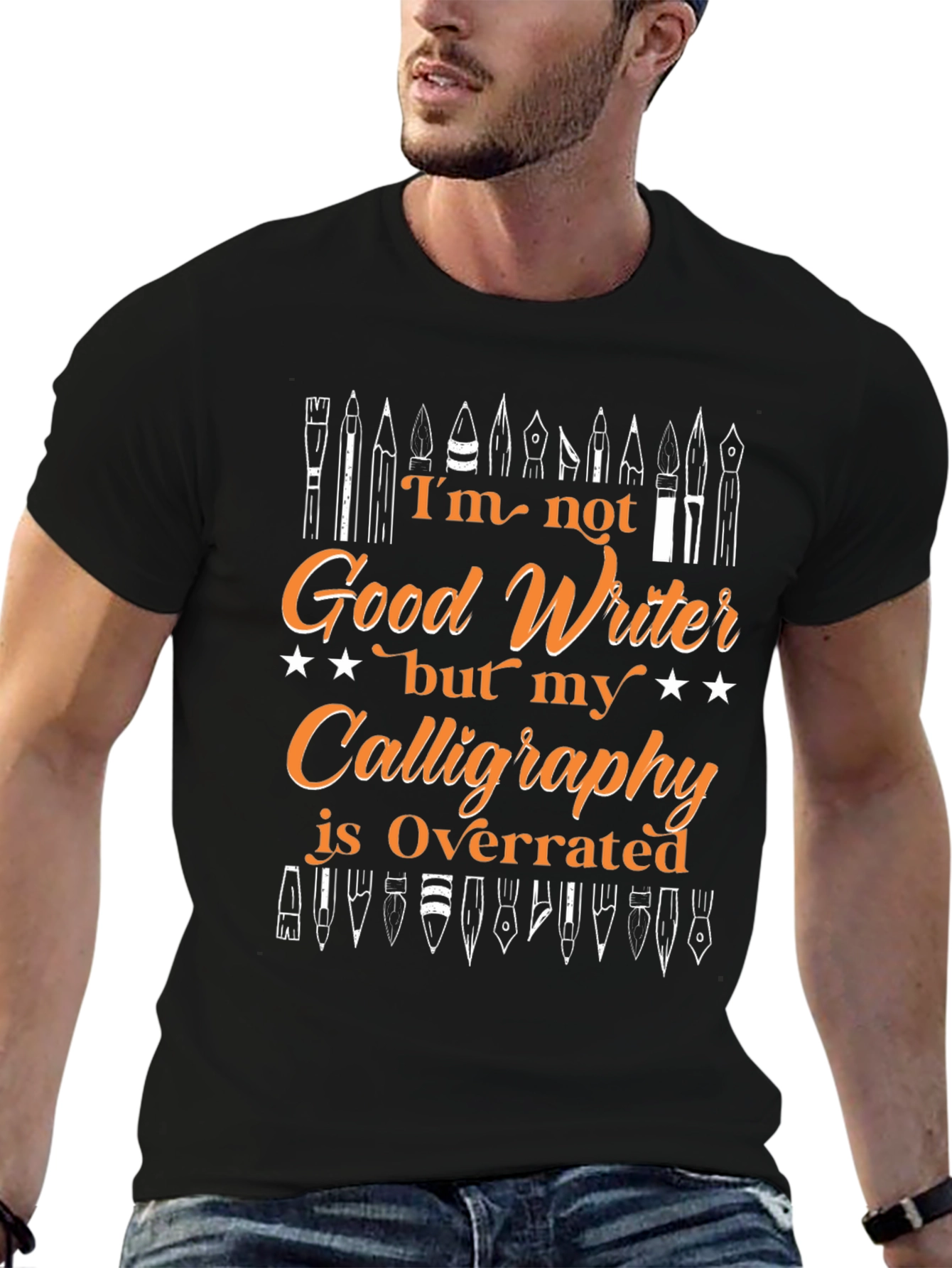Funny Calligraphy T-Shirt - Good Writer Overrated Design