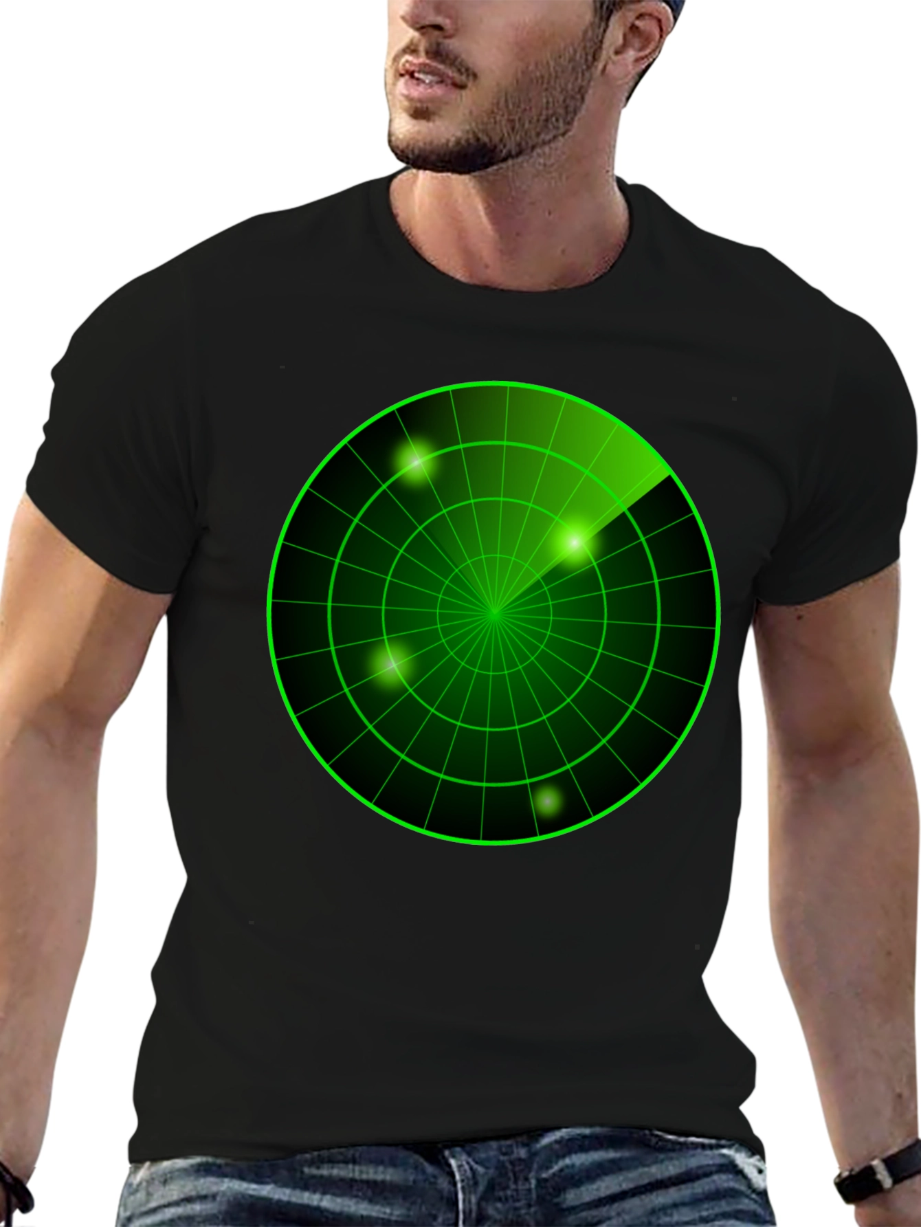 Radar Screen Graphic Tee - Black Cotton T-Shirt