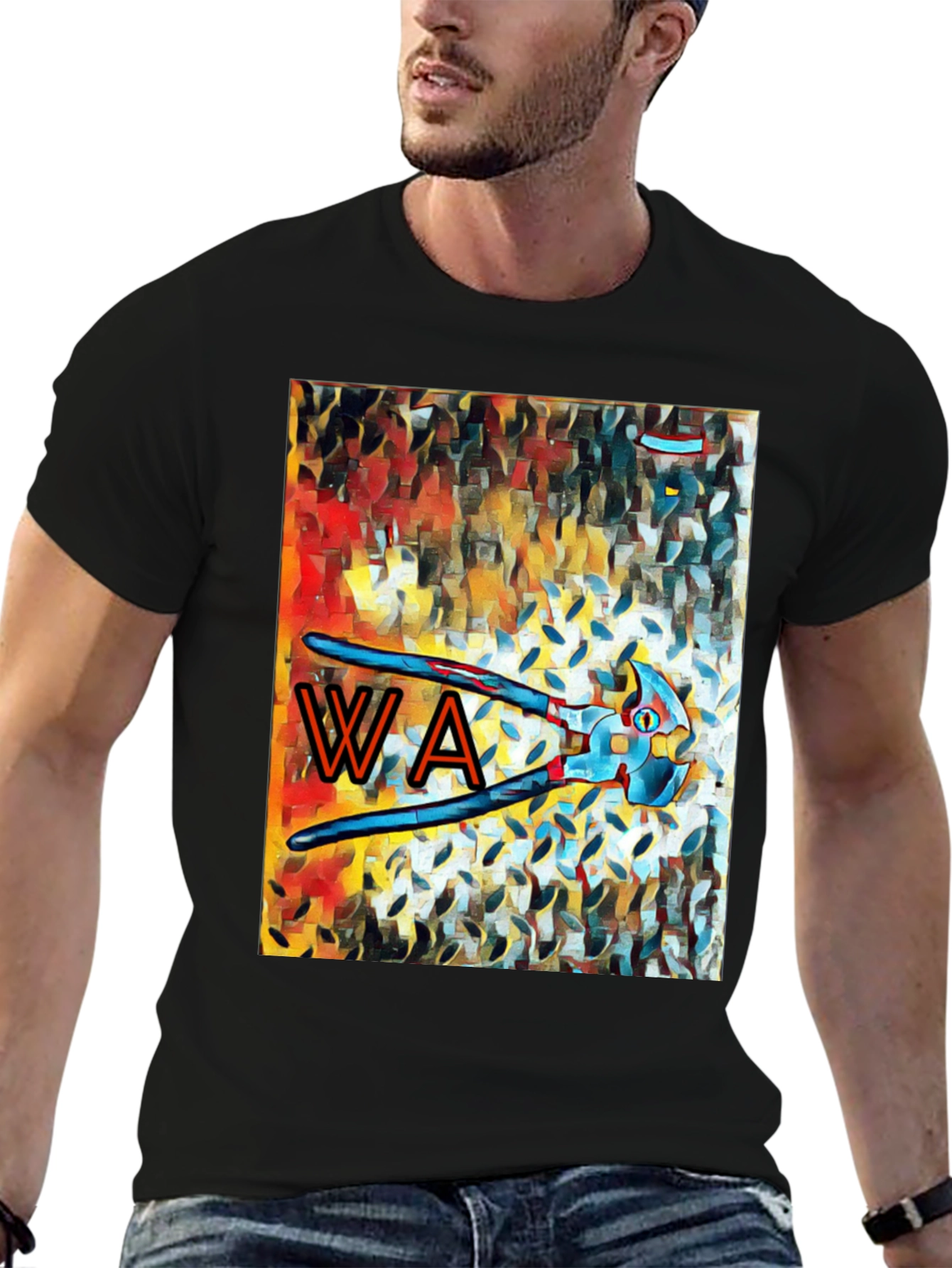Abstract Art WA Letter Tool Graphic T-Shirt