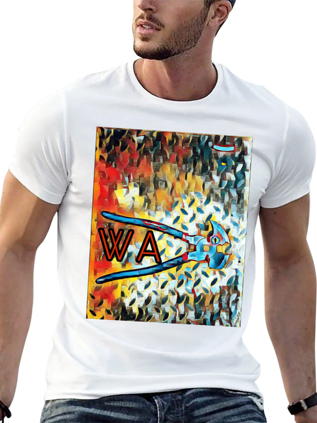 Abstract Art WA Letter Tool Graphic T-Shirt