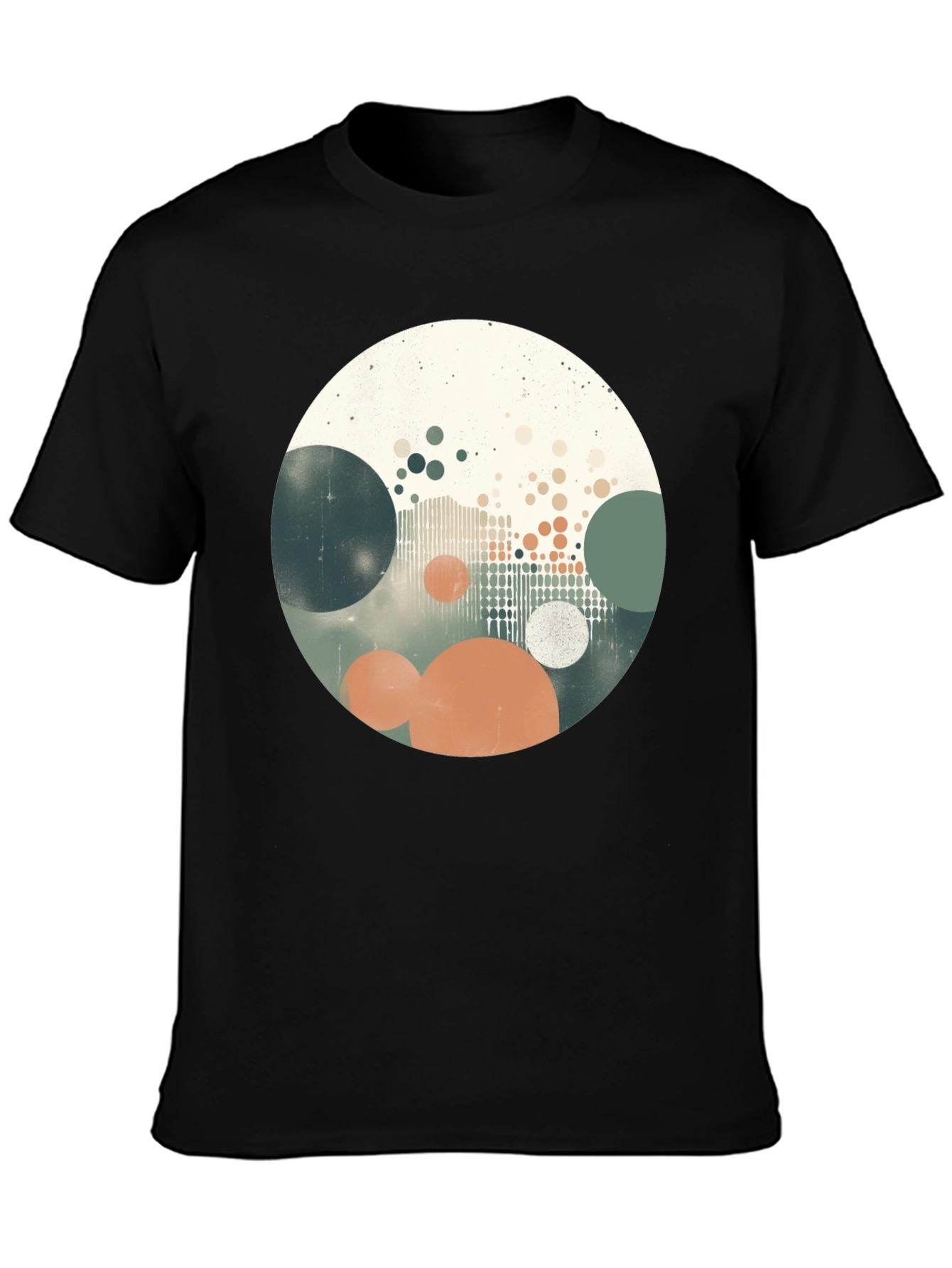 Abstract Circles Graphic Print Black T-Shirt