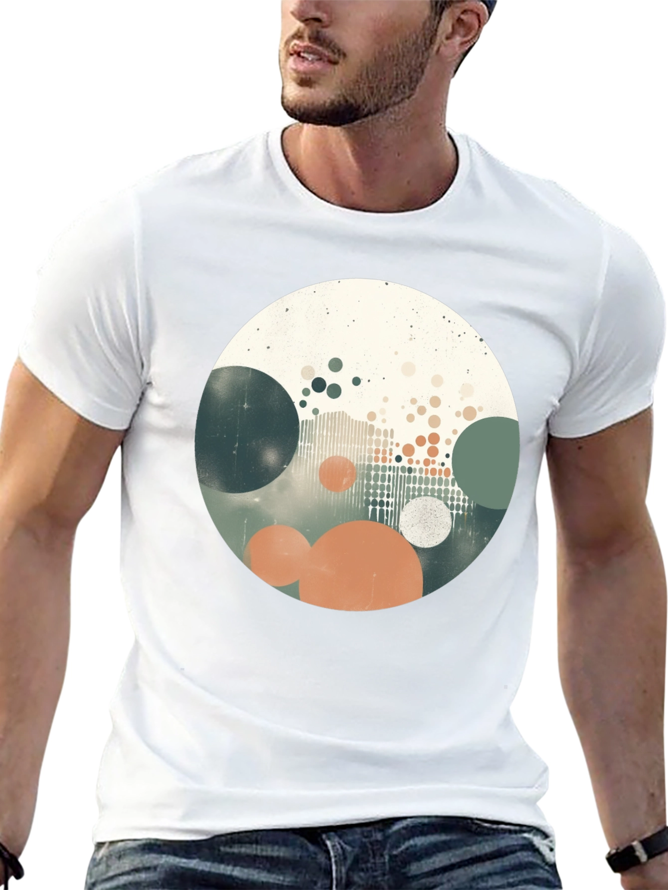 Abstract Circles Graphic Print Black T-Shirt