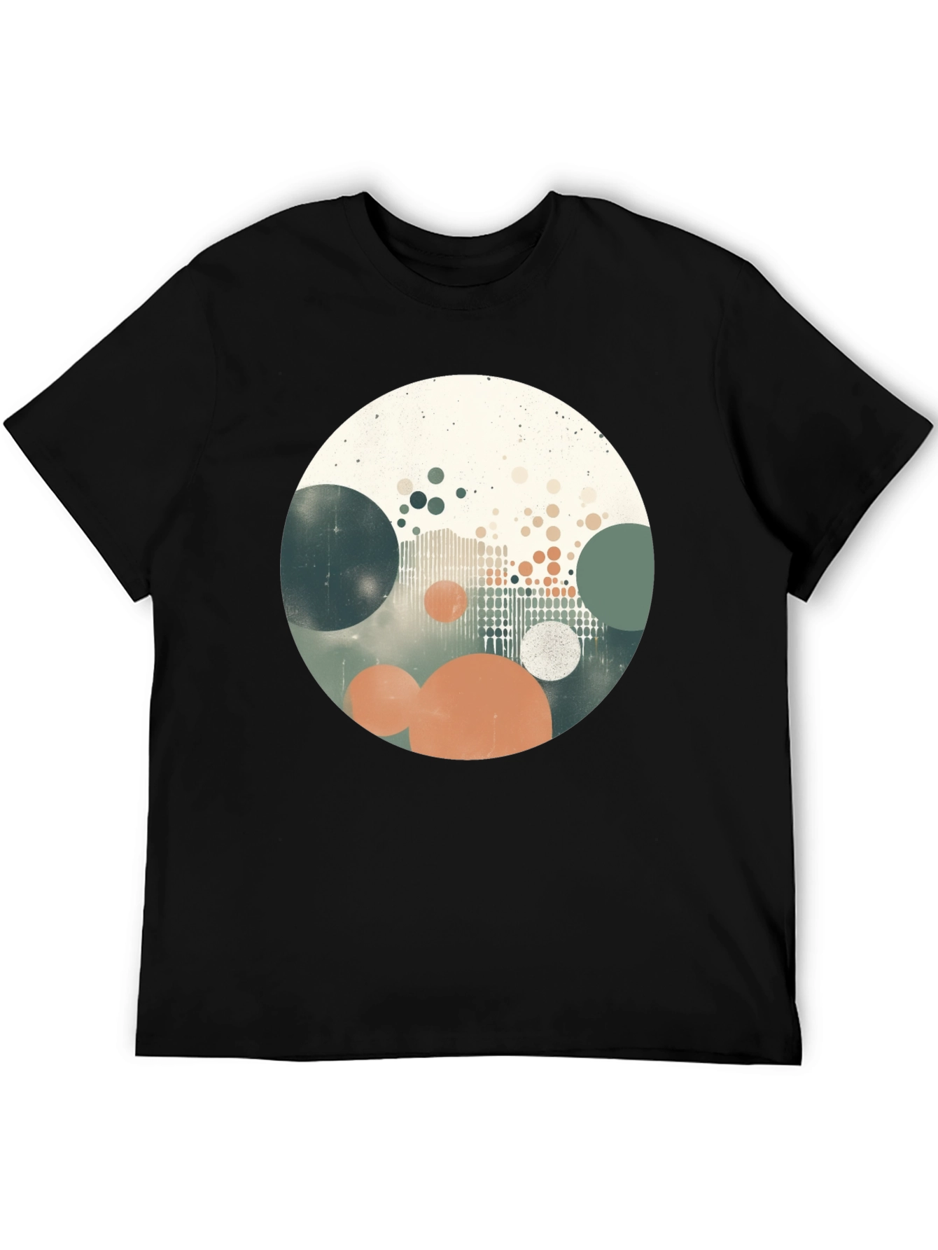 Abstract Circles Graphic Print Black T-Shirt