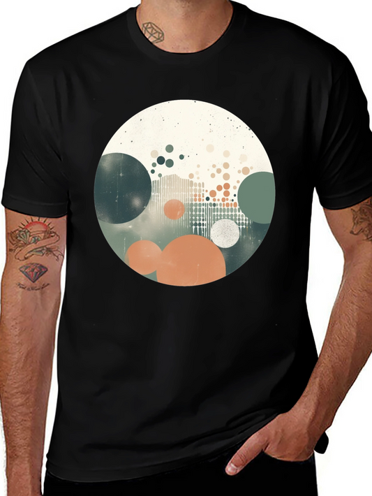 Abstract Circles Graphic Print Black T-Shirt