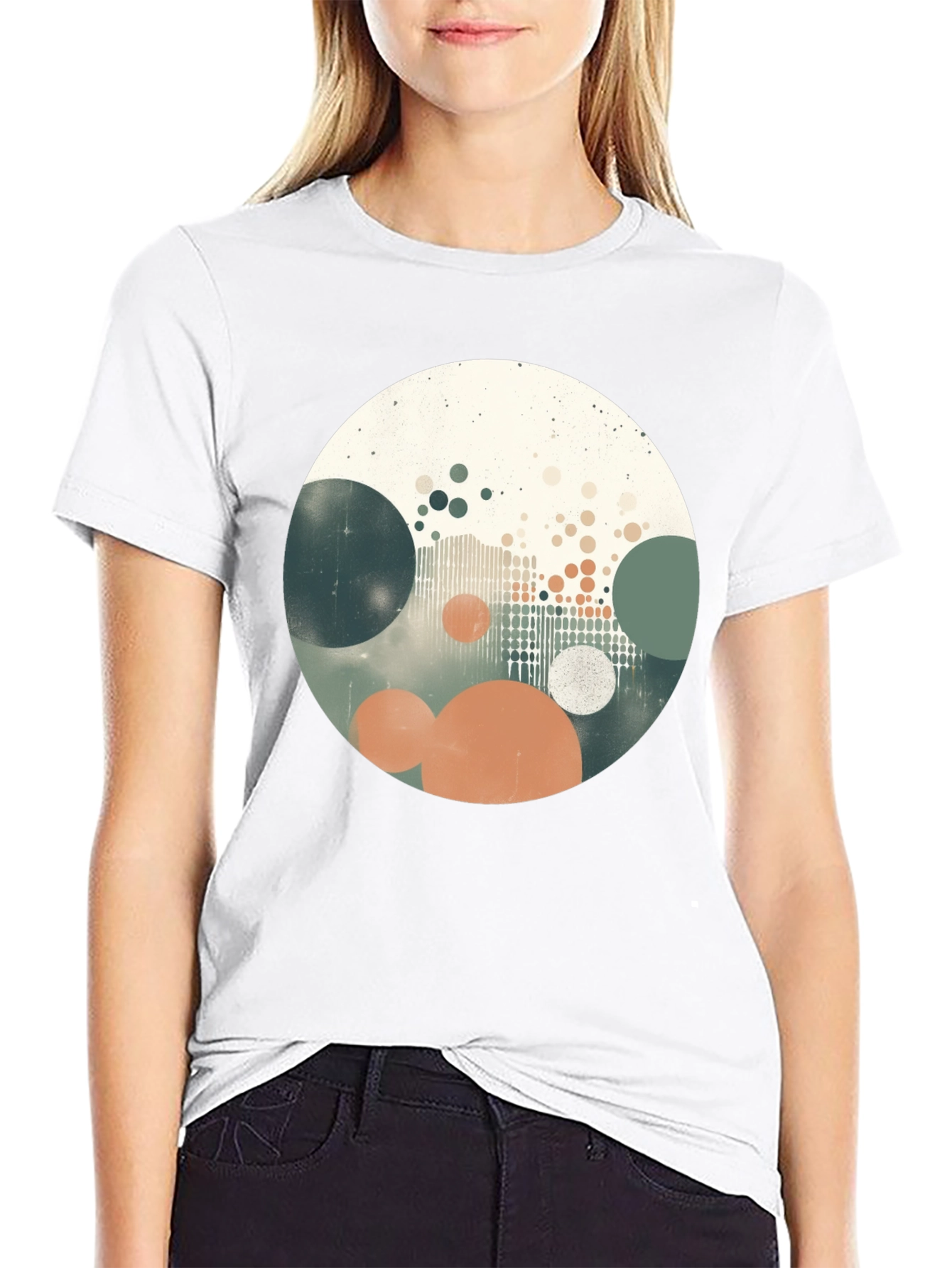 Abstract Circles Graphic Print Black T-Shirt
