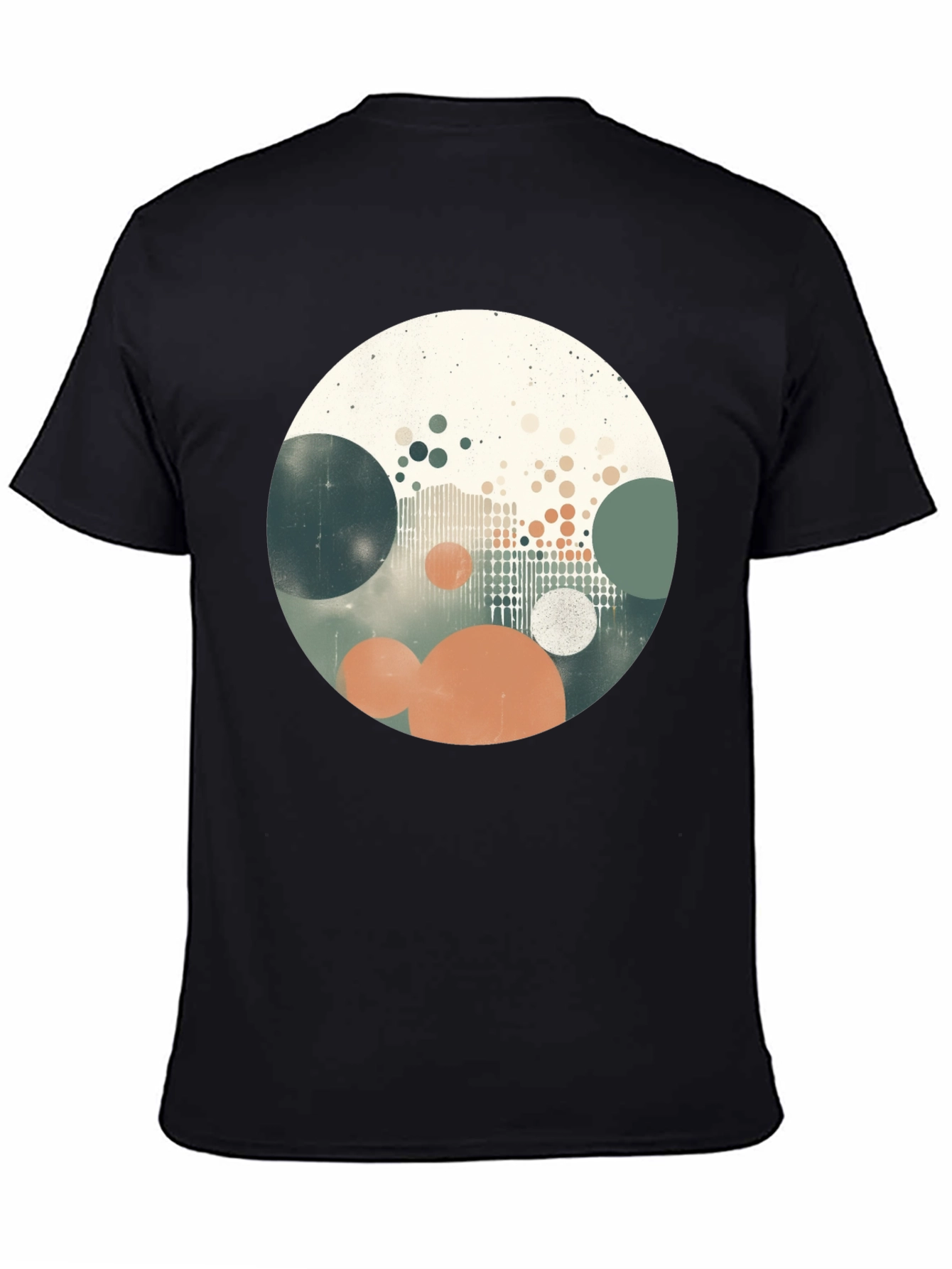 Abstract Circles Graphic Print Black T-Shirt