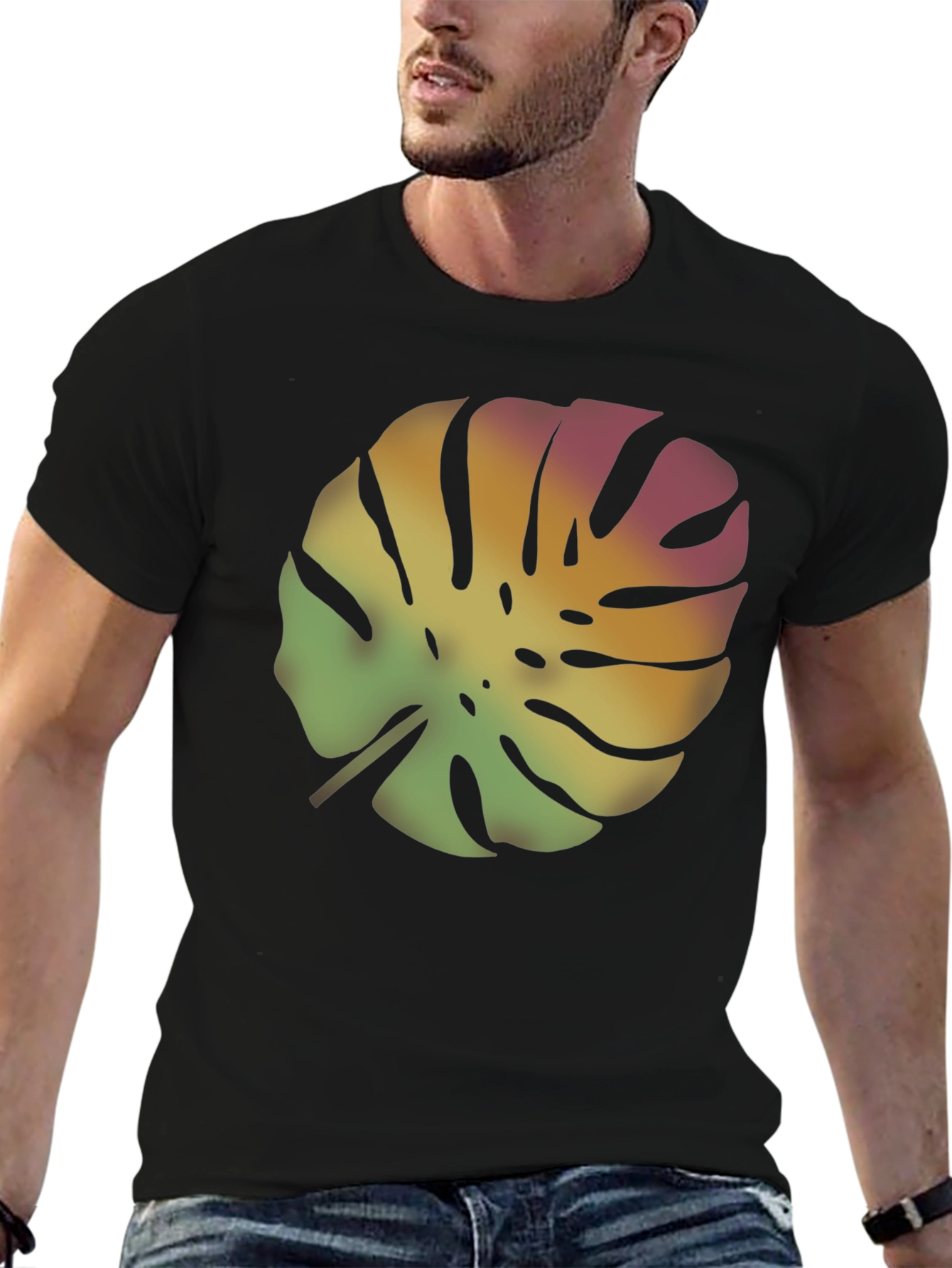 Tropical Leaf Black T-Shirt
