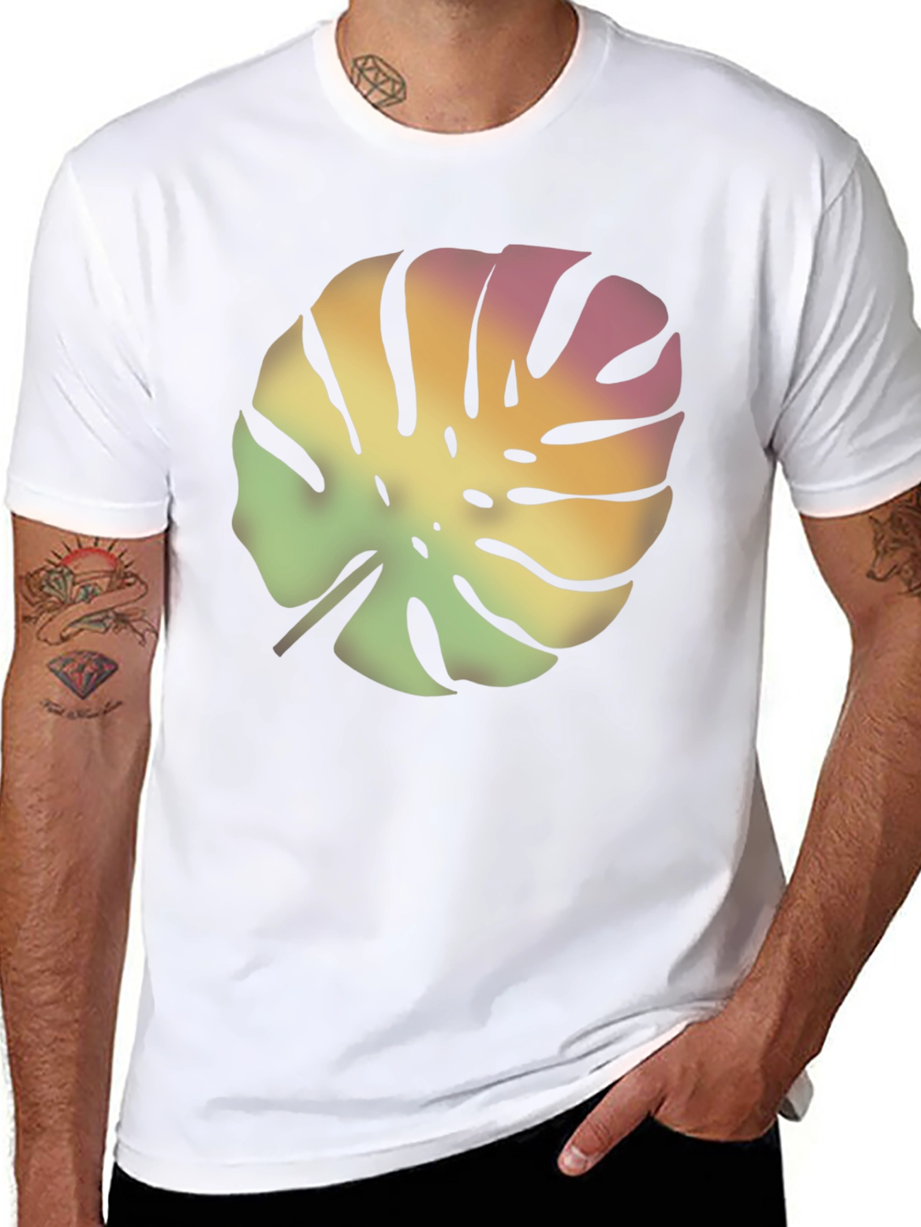 Tropical Leaf Black T-Shirt