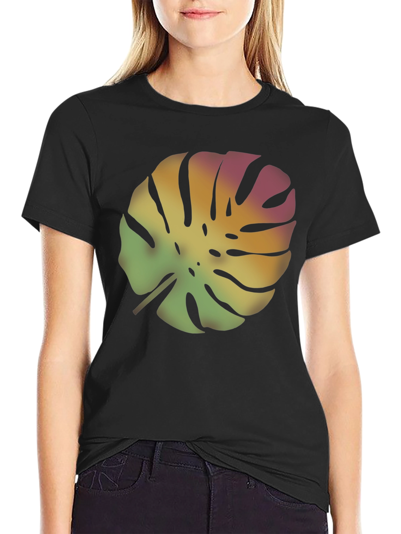 Tropical Leaf Black T-Shirt