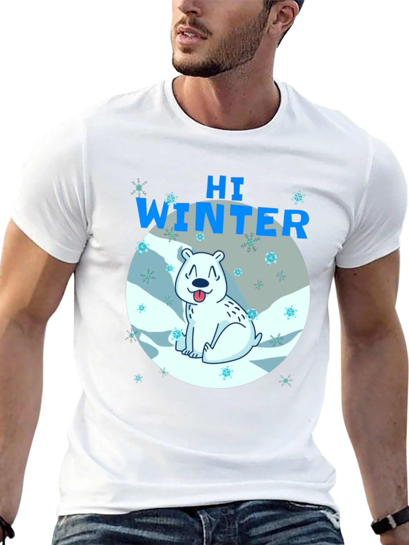 Hi Winter Polar Bear Graphic T-Shirt