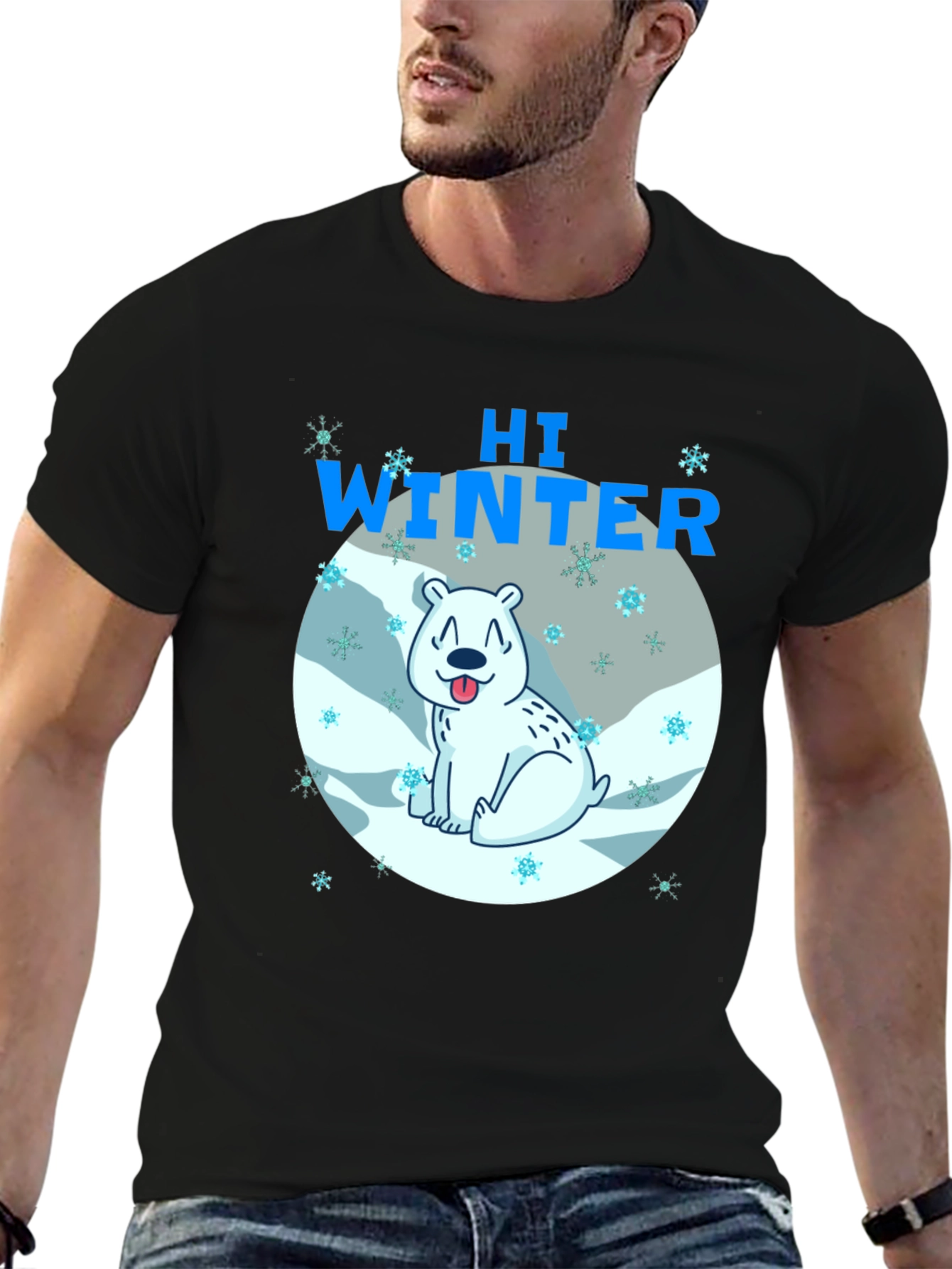 Hi Winter Polar Bear Graphic T-Shirt