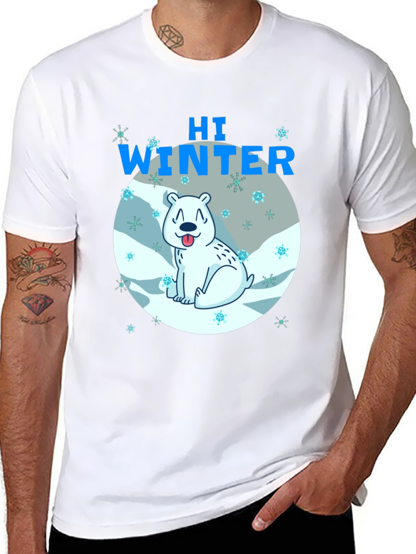 Hi Winter Polar Bear Graphic T-Shirt