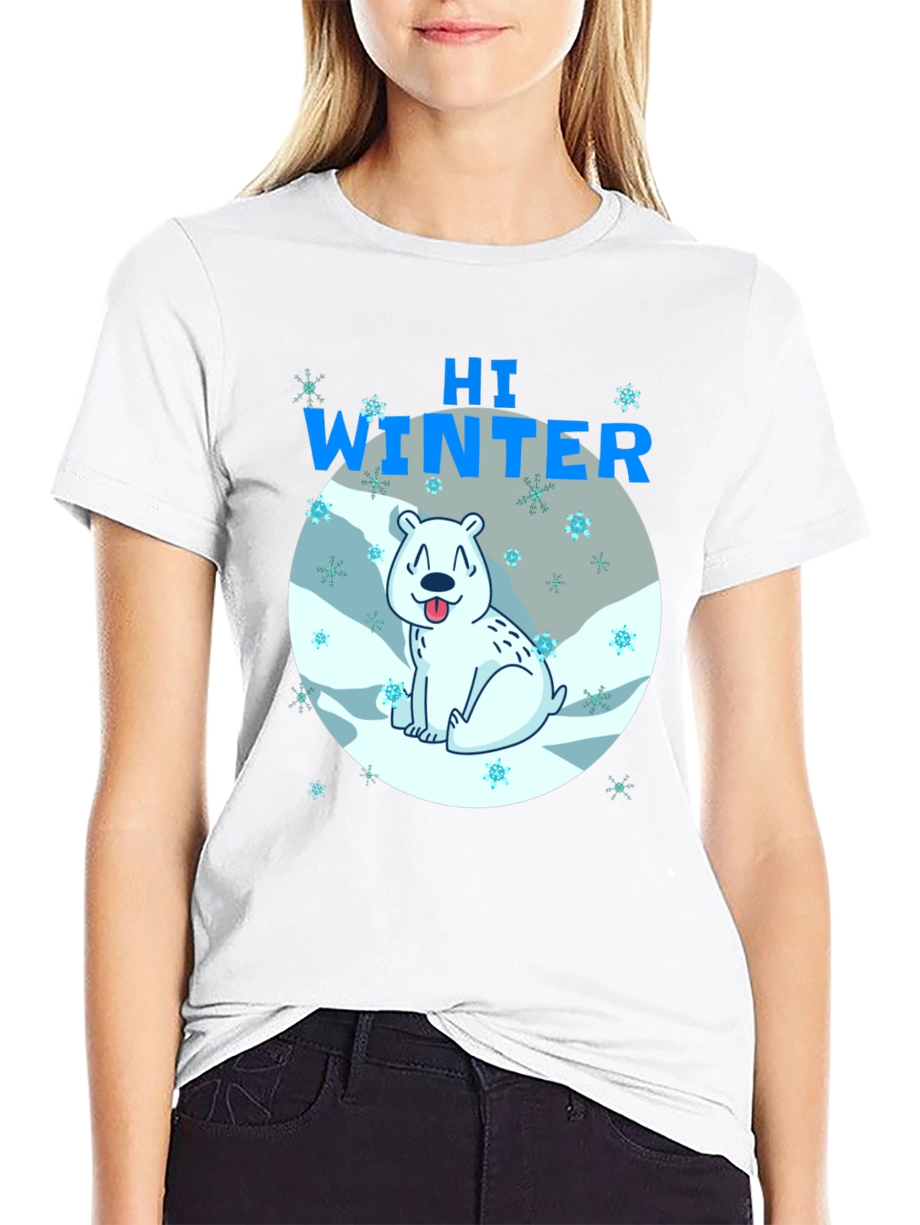 Hi Winter Polar Bear Graphic T-Shirt