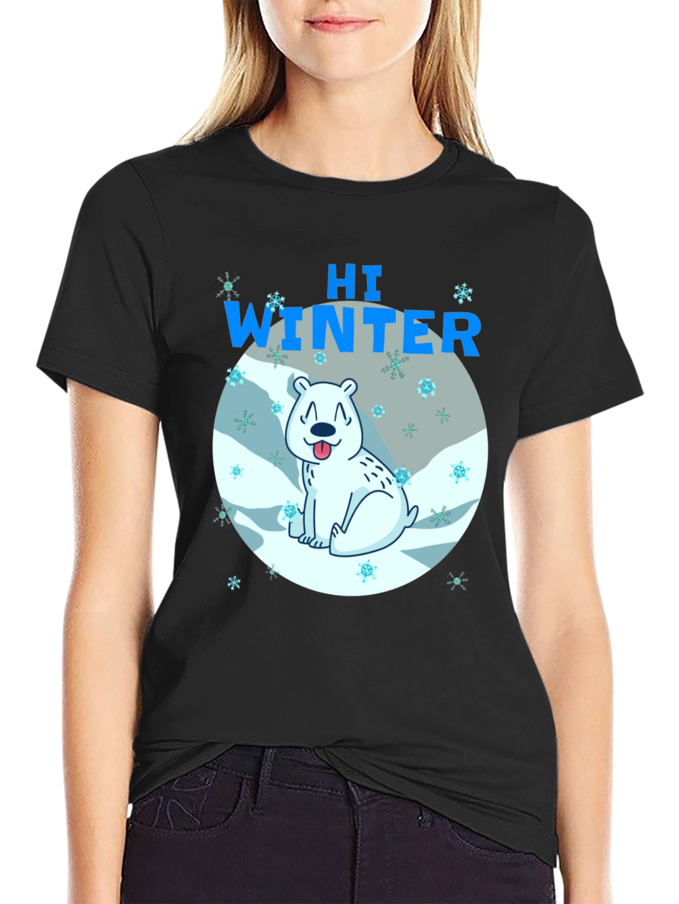 Hi Winter Polar Bear Graphic T-Shirt