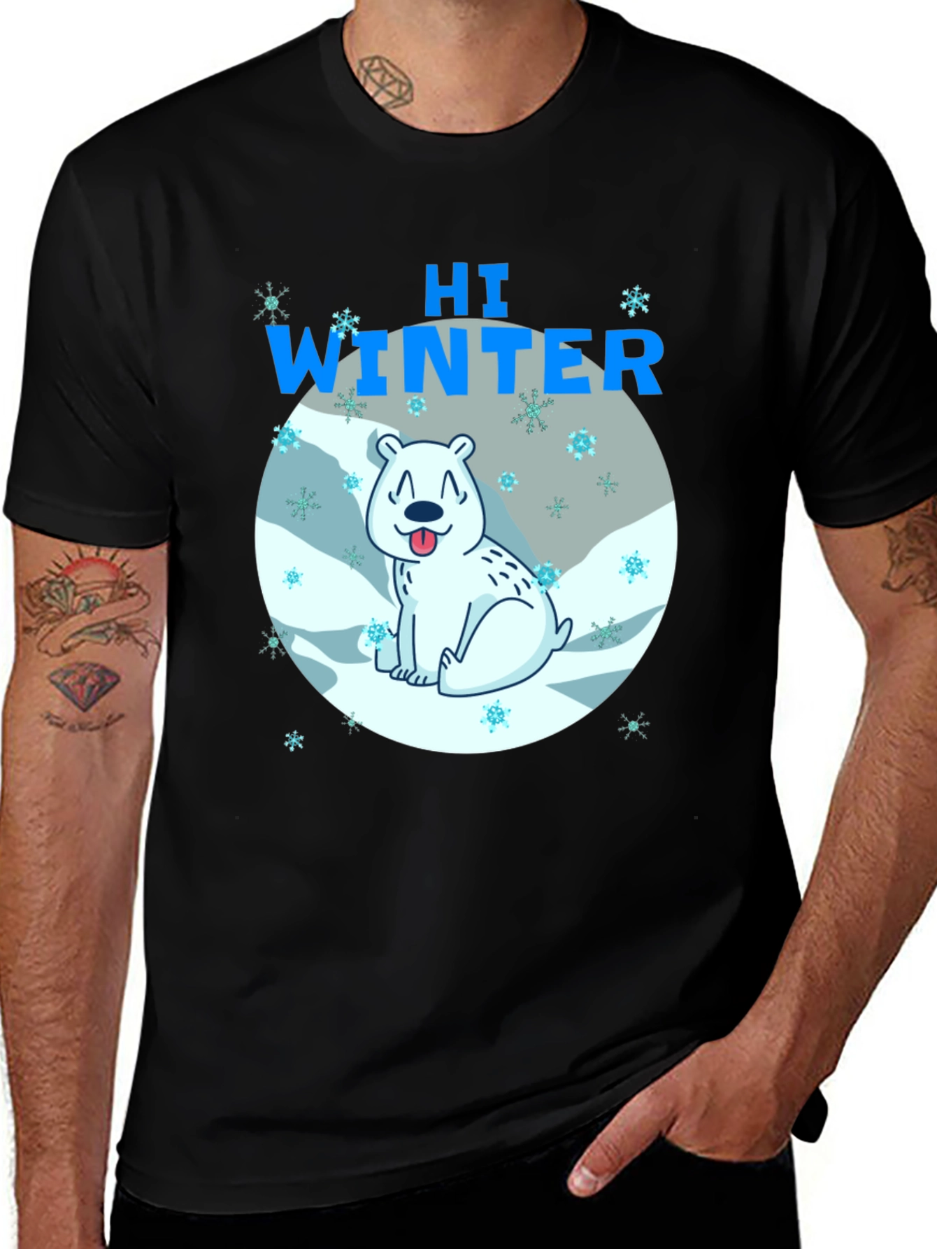 Hi Winter Polar Bear Graphic T-Shirt