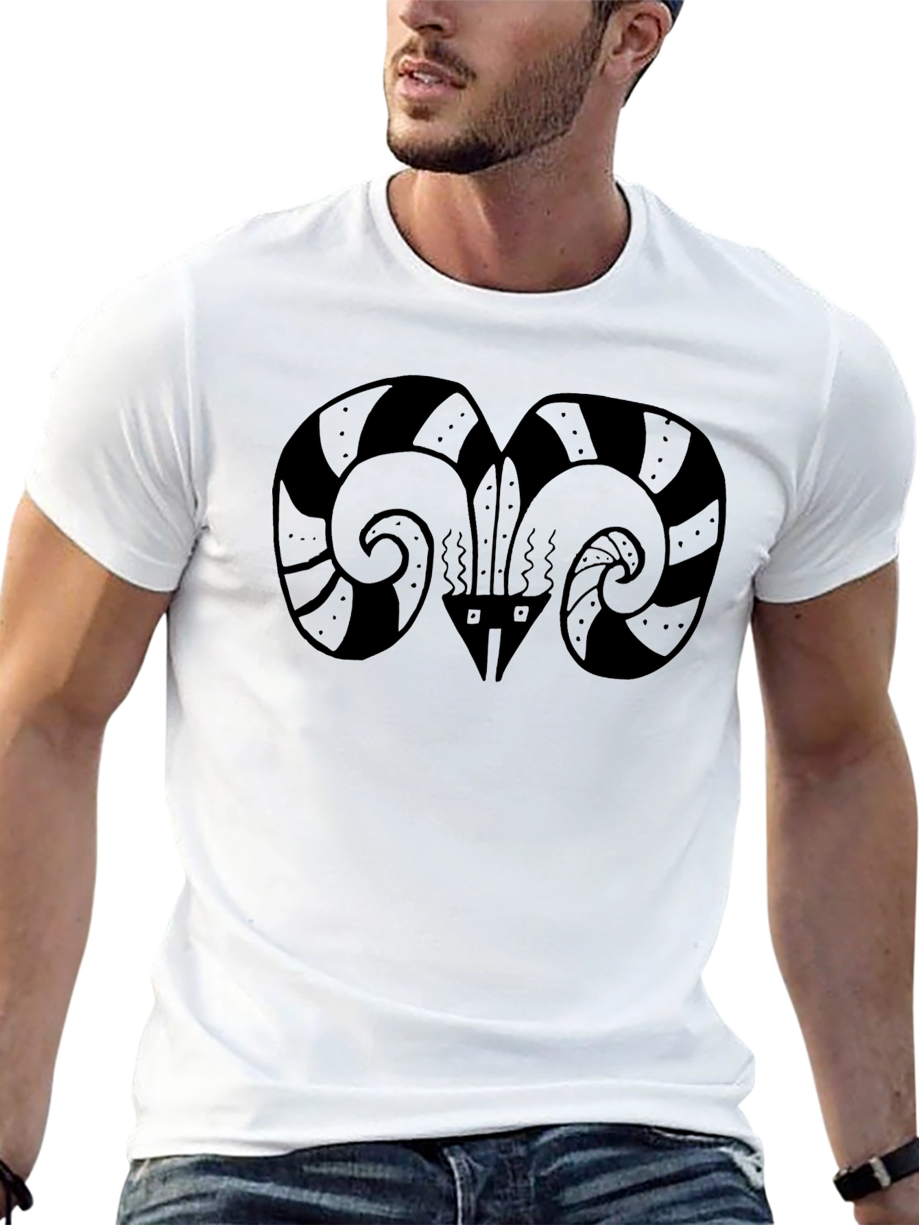 Ram Horn Graphic Tee - Unique Design