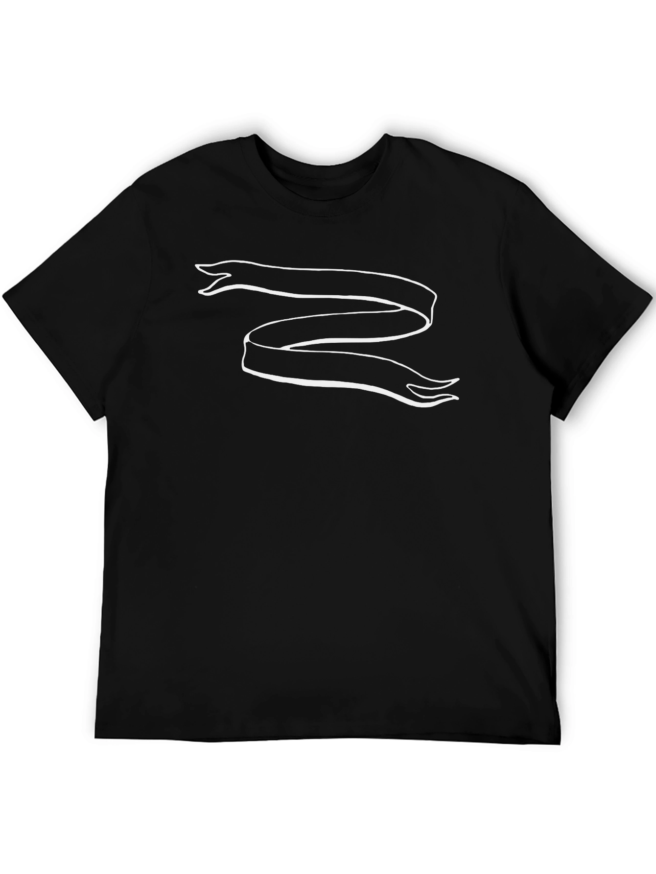 Mens Black Graphic Tee - Ribbon Design