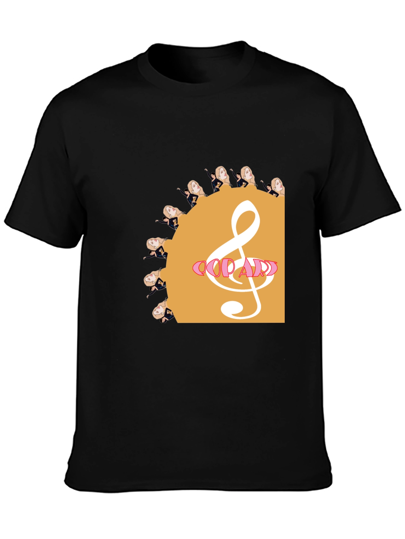 Music Lovers Black T-Shirt with Artistic Design
