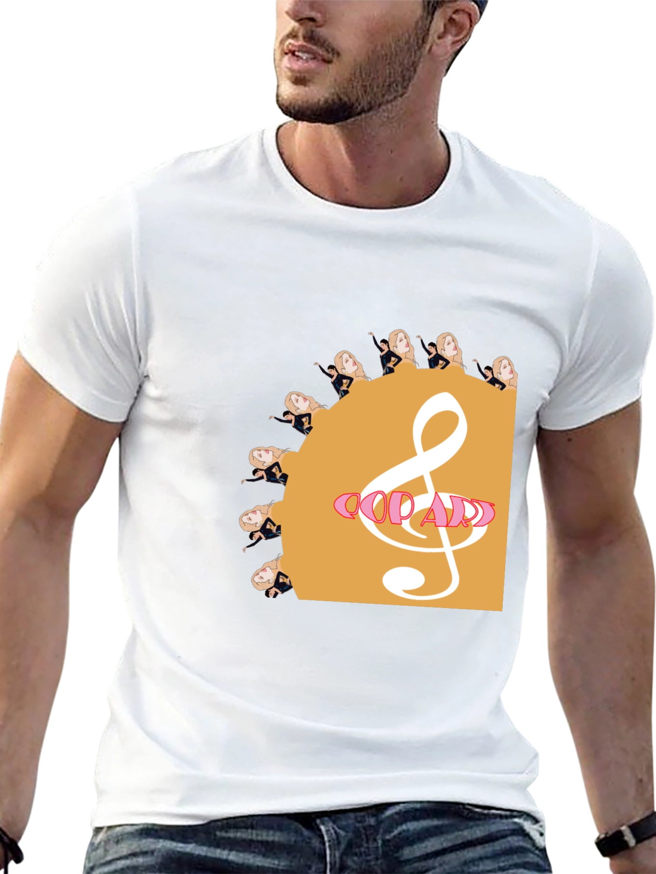 Music Lovers Black T-Shirt with Artistic Design