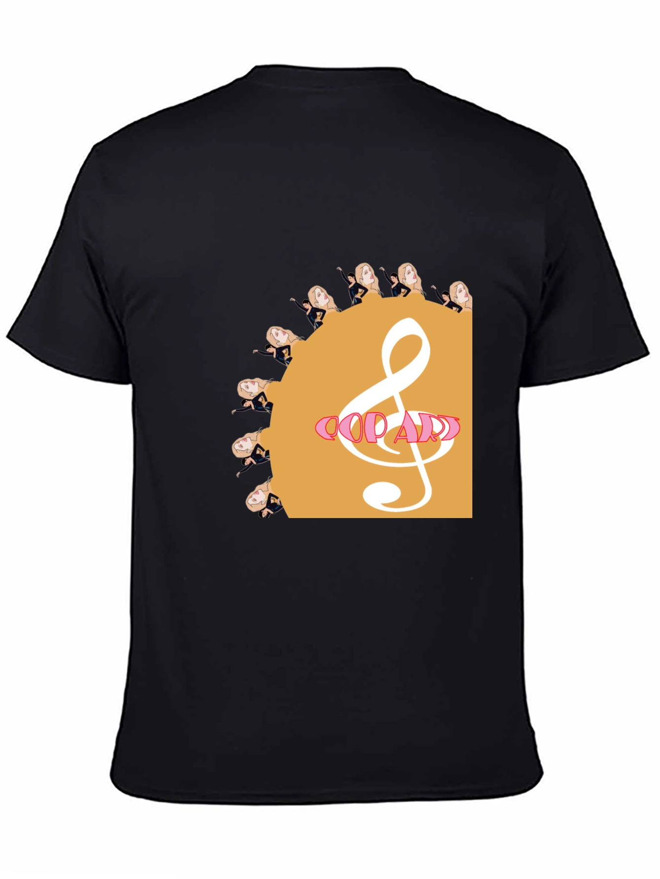 Music Lovers Black T-Shirt with Artistic Design