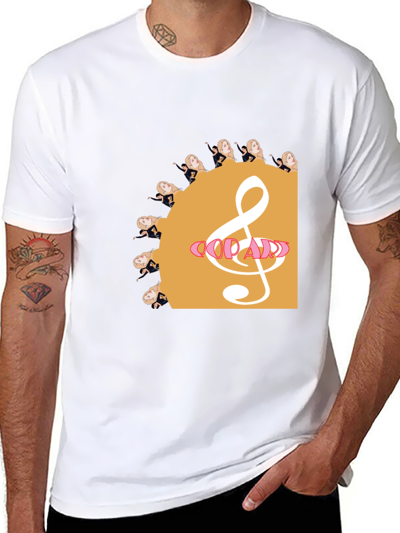 Music Lovers Black T-Shirt with Artistic Design