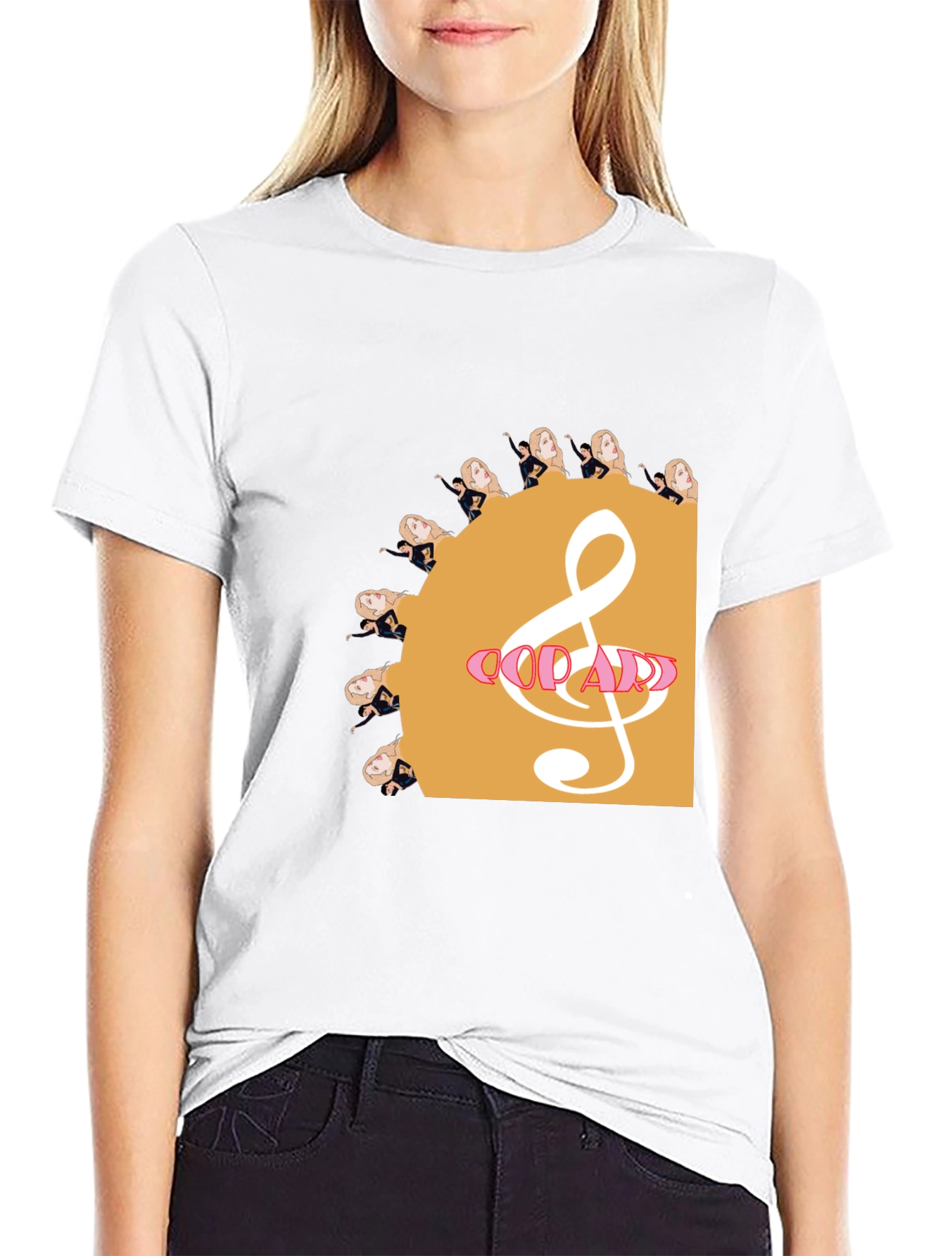 Music Lovers Black T-Shirt with Artistic Design