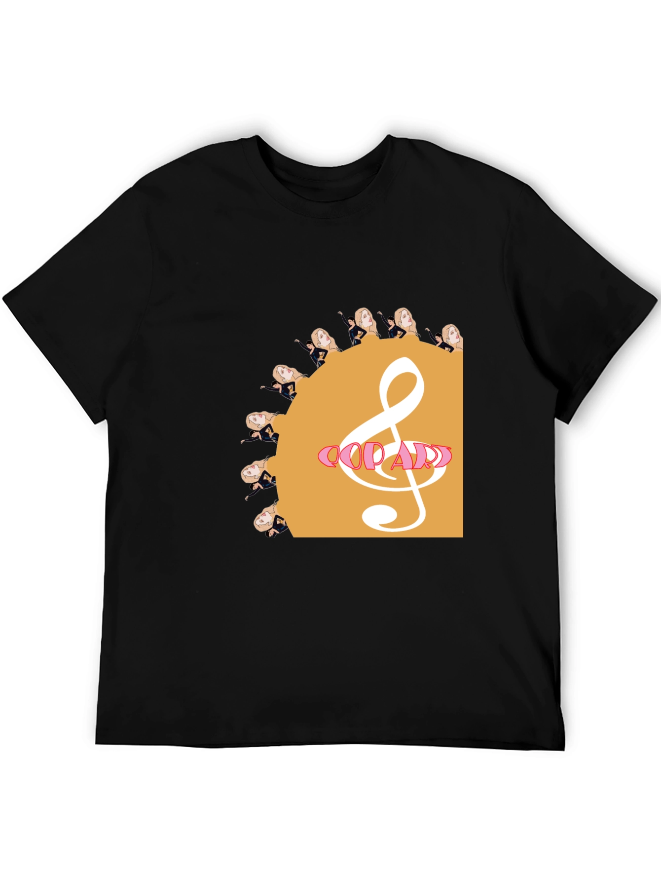 Music Lovers Black T-Shirt with Artistic Design