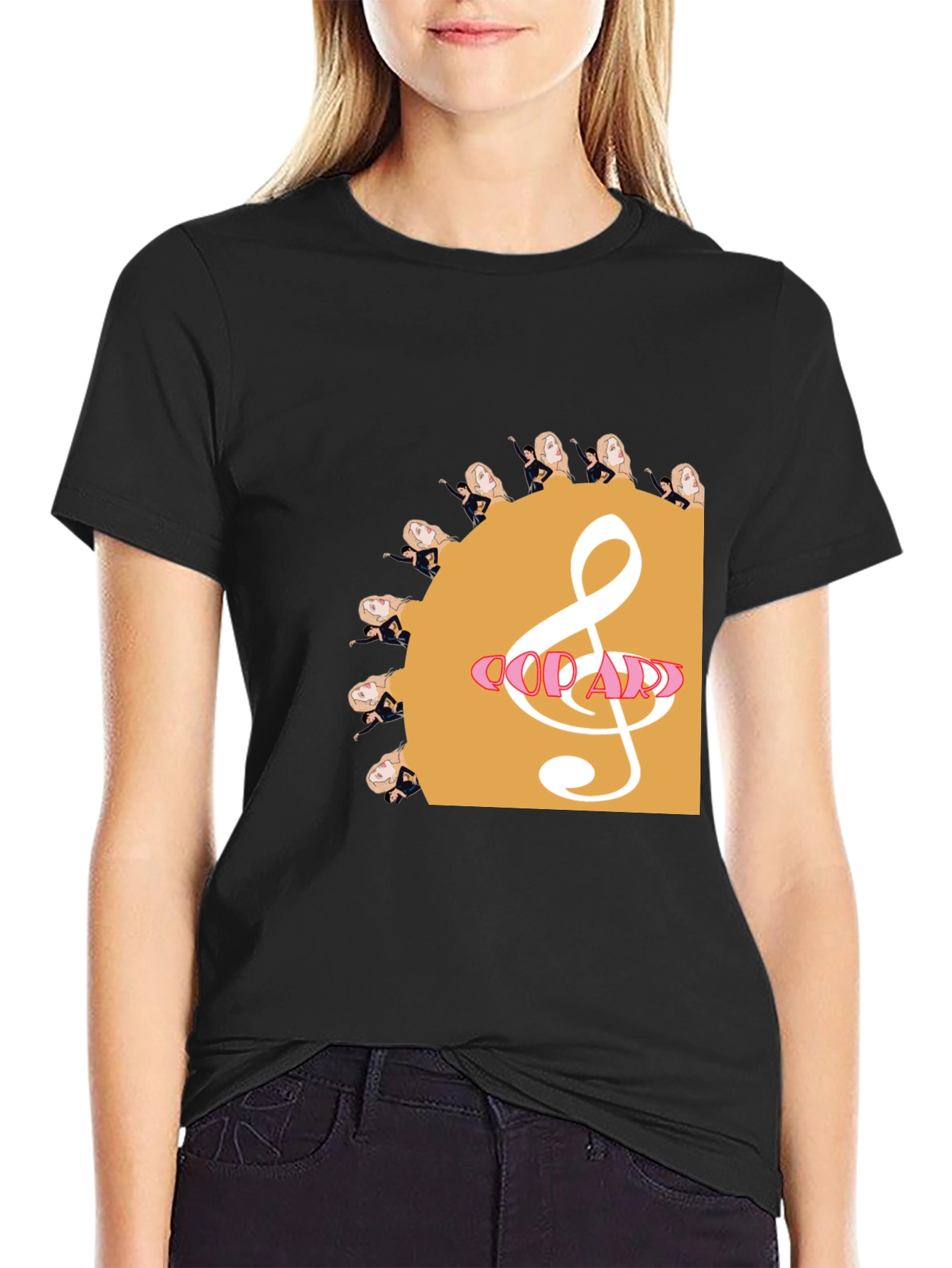 Music Lovers Black T-Shirt with Artistic Design