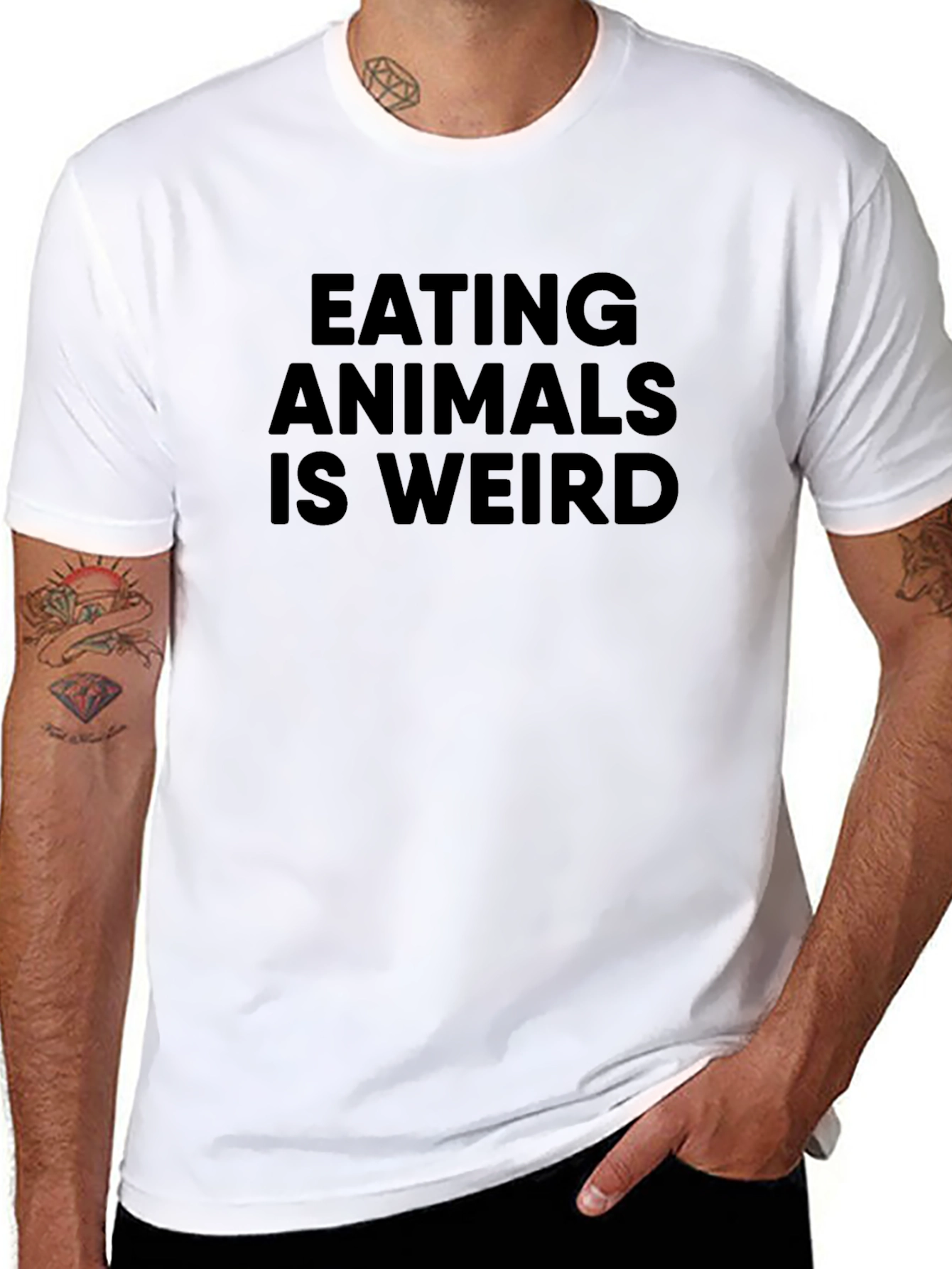 Eating Animals Is Weird - Unisex Black T-Shirt