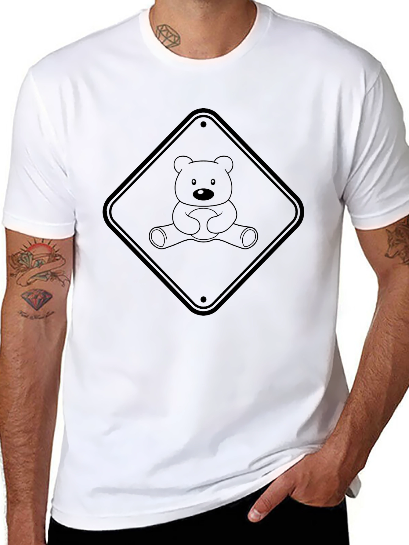 Teddy Bear Sign Black T-Shirt