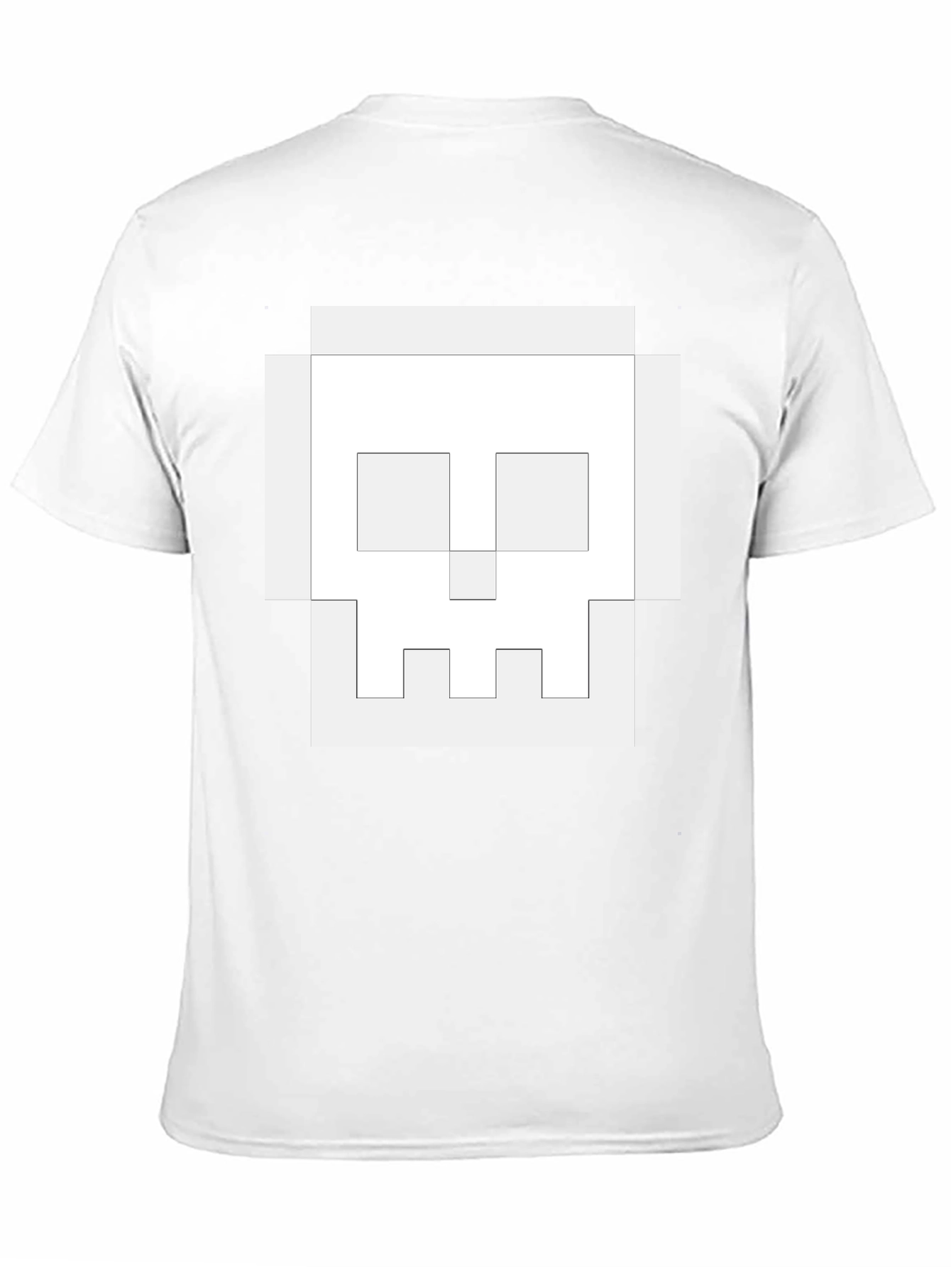 Pixel Skull Graphic Tee - Black Cotton Casual
