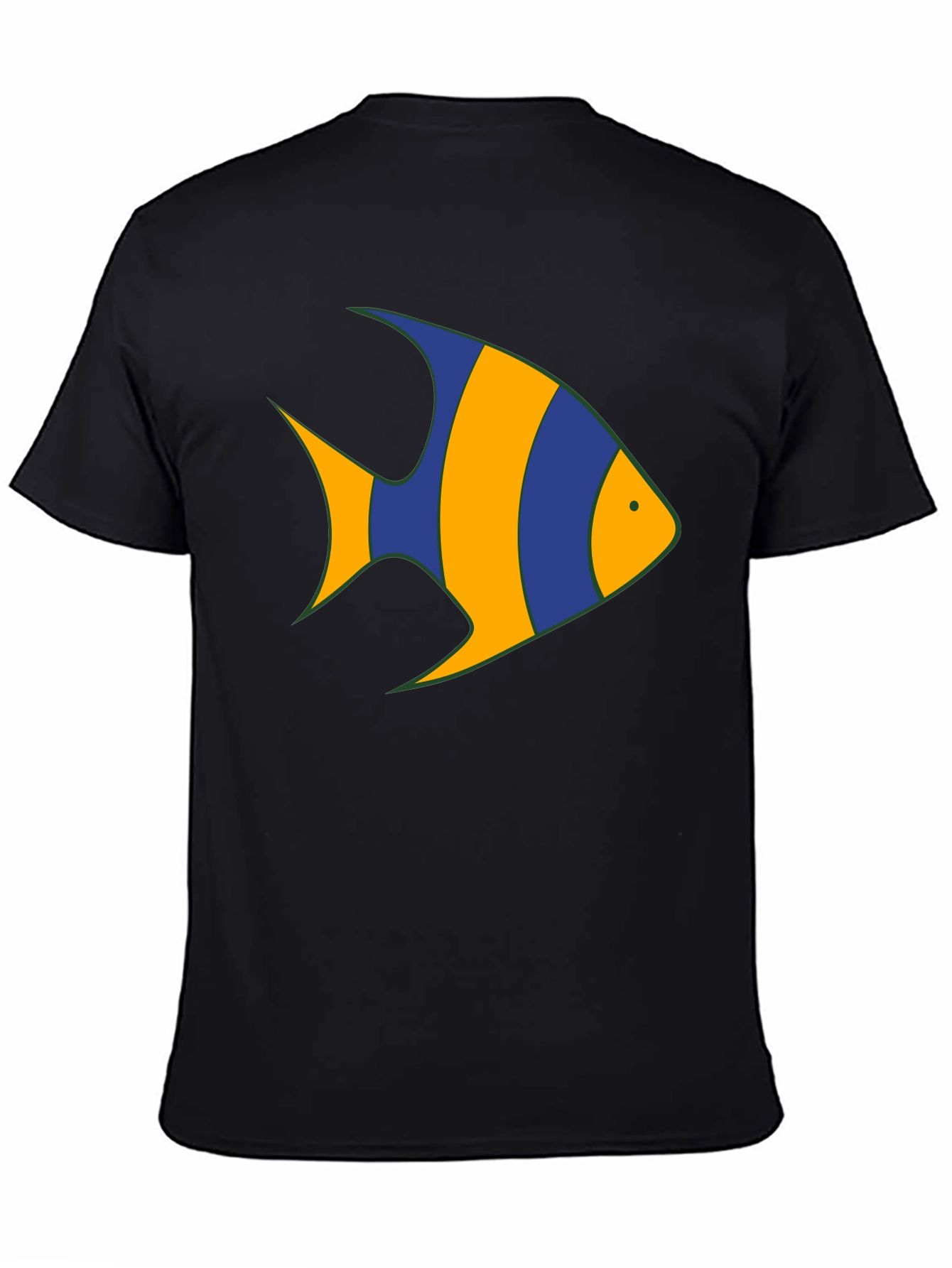 Striped Fish Graphic Tee - Black Cotton Comfort