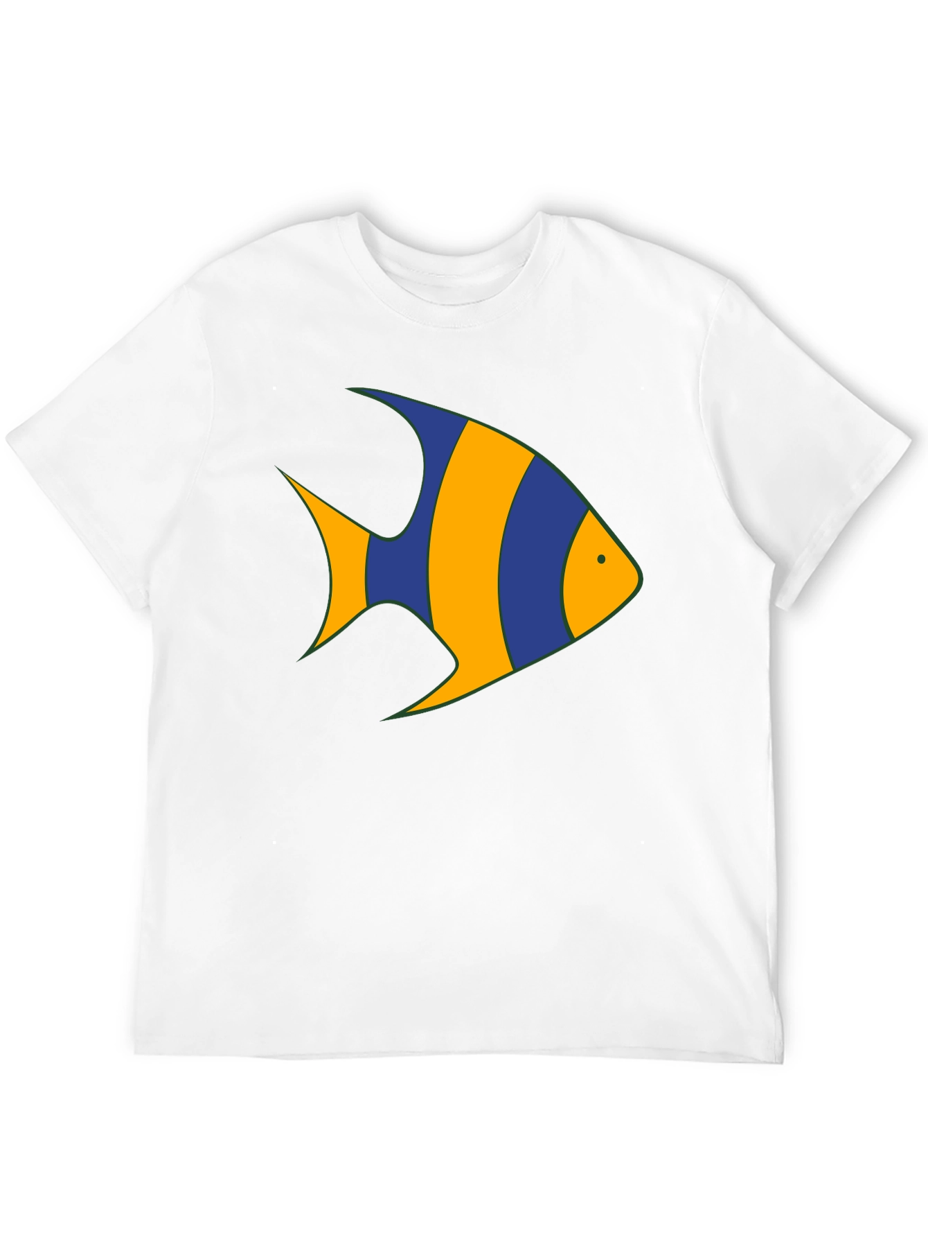 Striped Fish Graphic Tee - Black Cotton Comfort