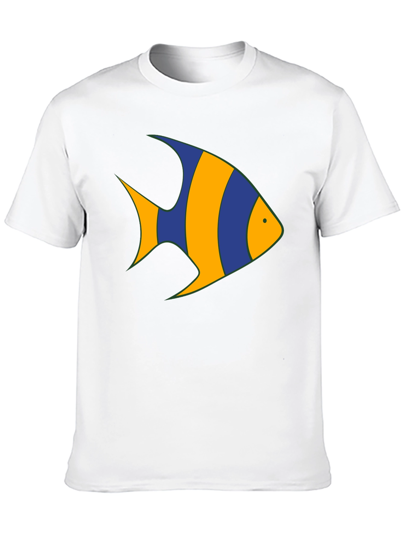 Striped Fish Graphic Tee - Black Cotton Comfort