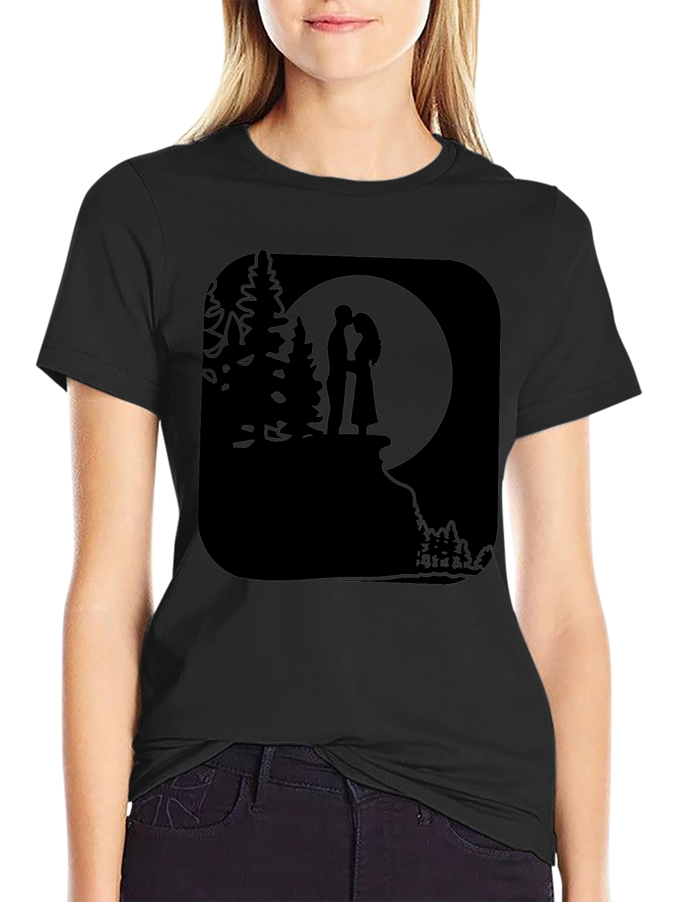 Romantic Moonlit Couple Graphic T-Shirt