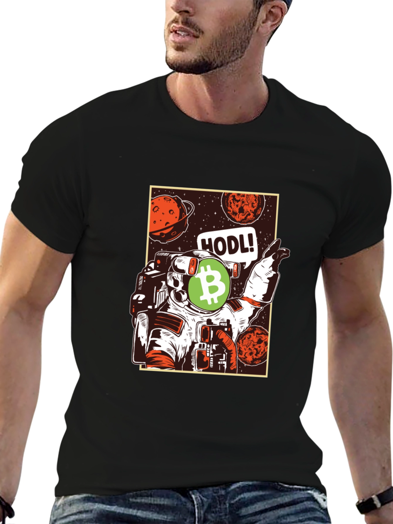 HODL! Bitcoin Astronaut Graphic T-Shirt