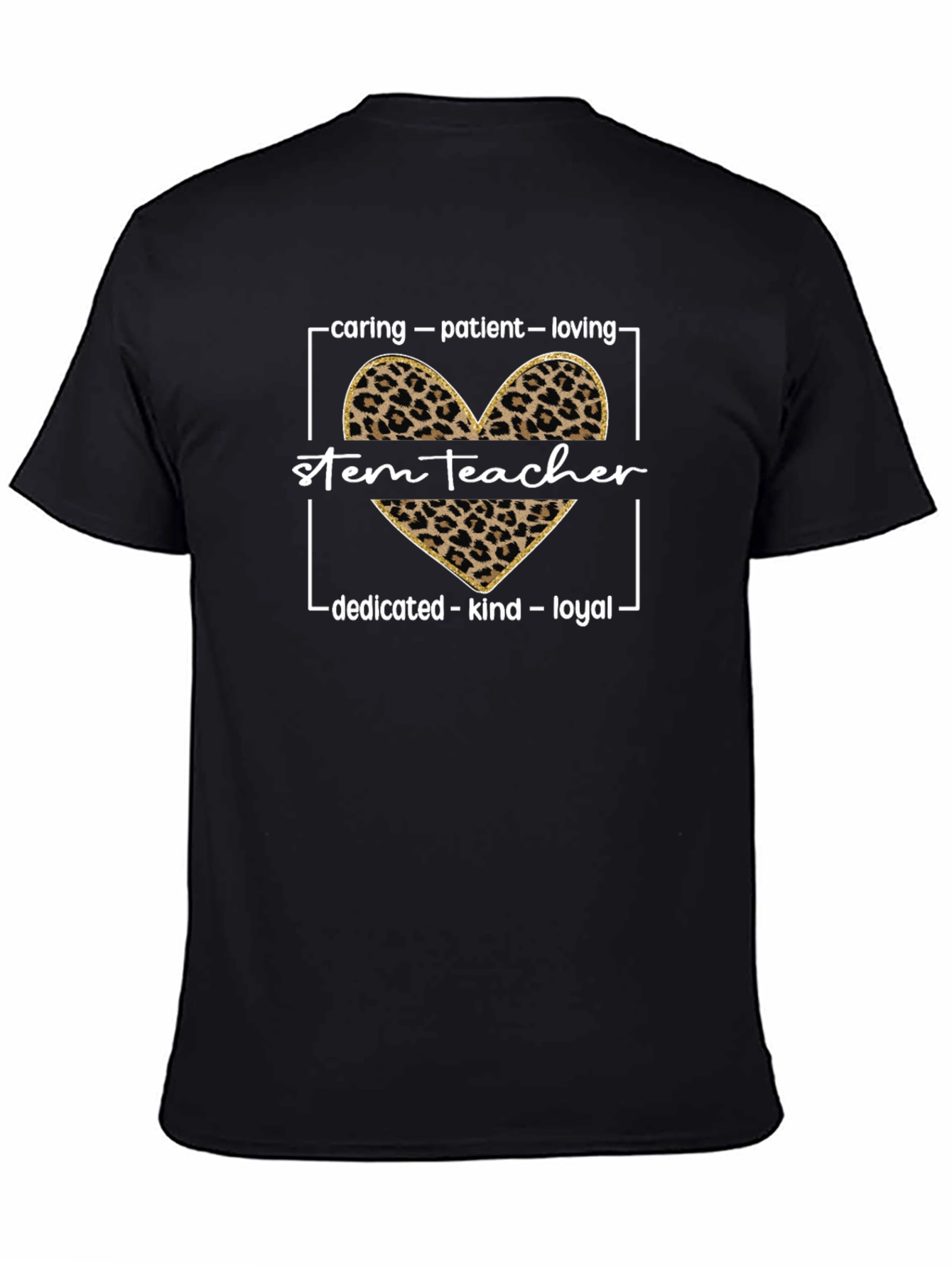 STEM Teacher Leopard Heart Graphic T-Shirt