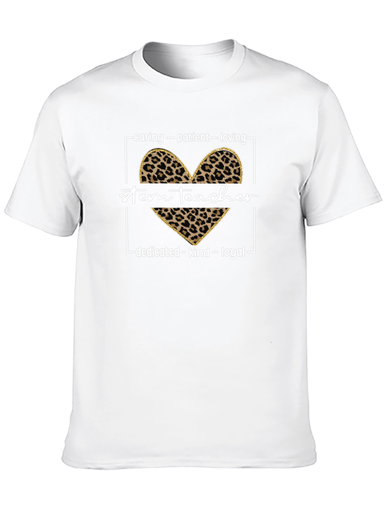 STEM Teacher Leopard Heart Graphic T-Shirt