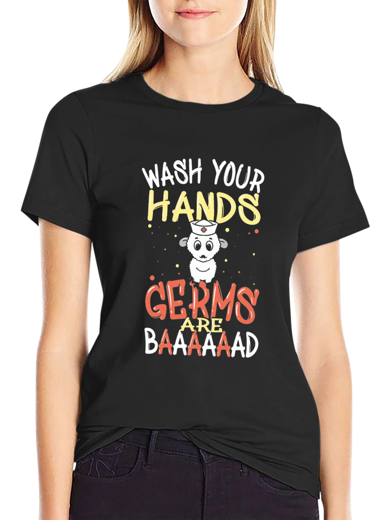 Wash Your Hands Sheep T-Shirt - Germs are Baaaad