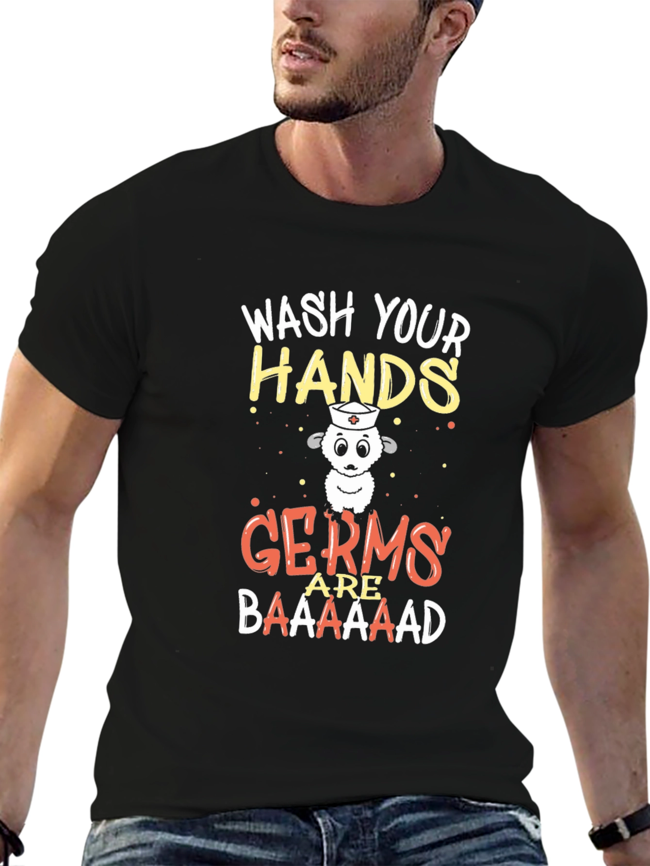Wash Your Hands Sheep T-Shirt - Germs are Baaaad