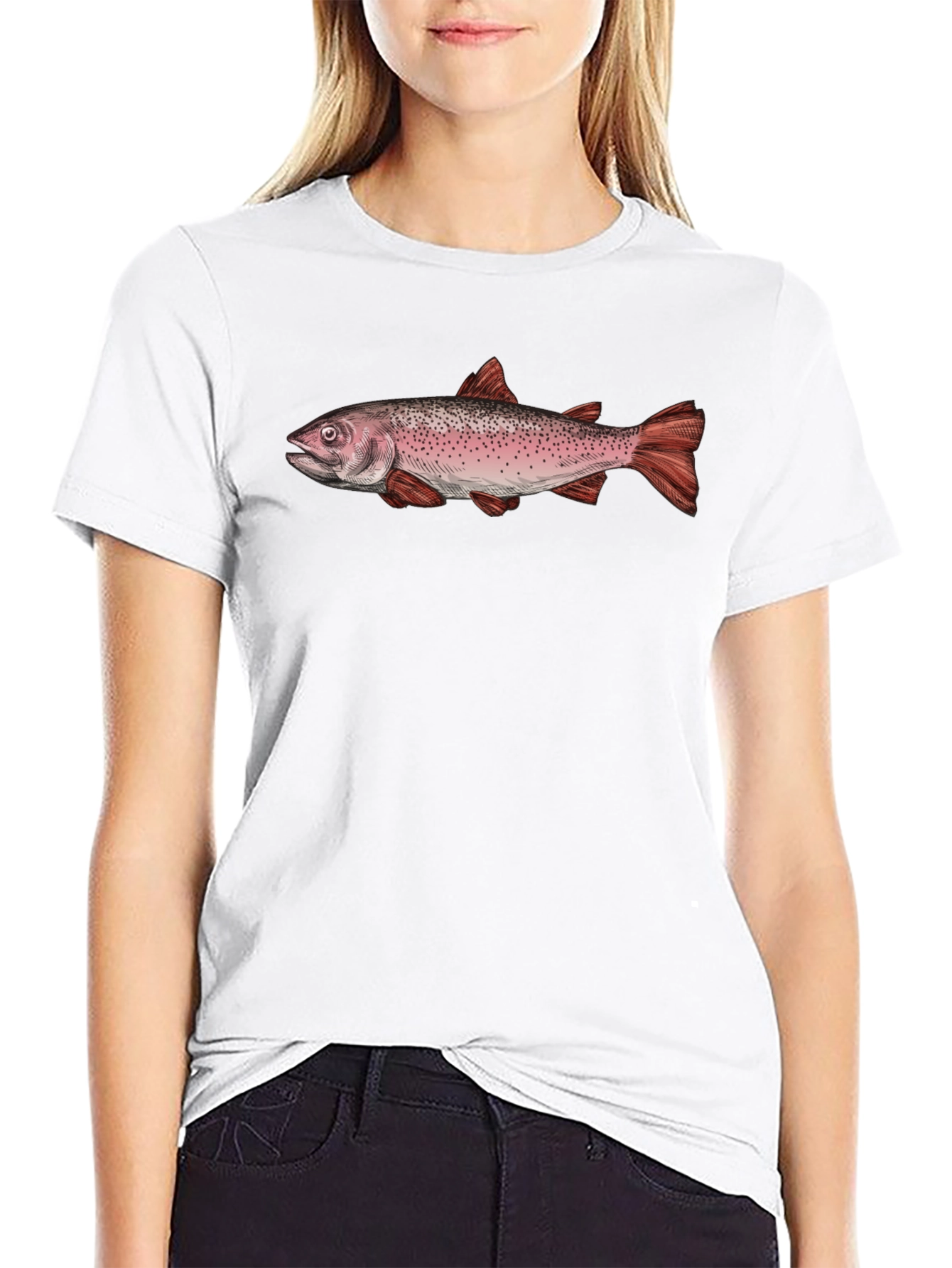 Fish Graphic Black Cotton Tee