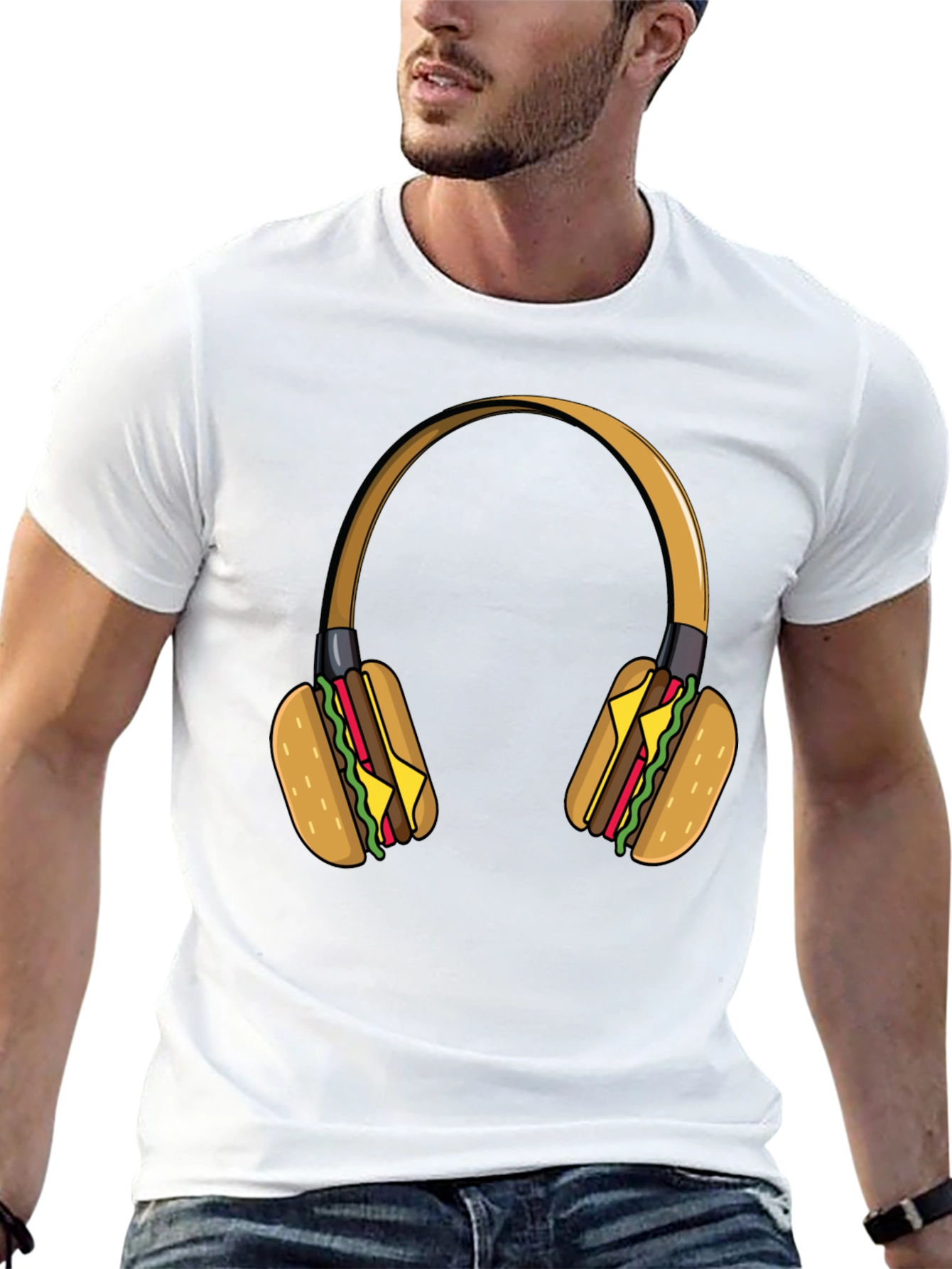 Burger Headphones Graphic Tee