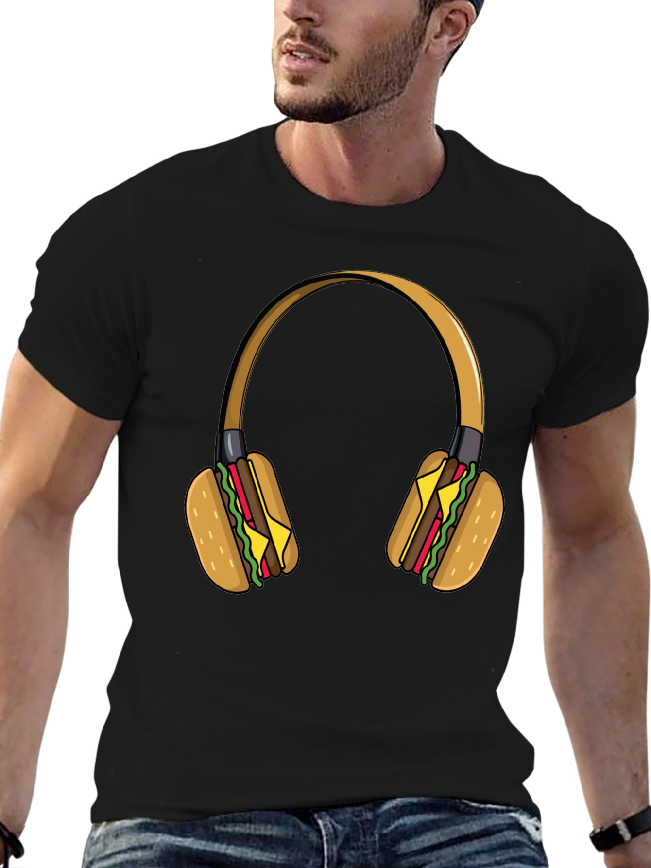 Burger Headphones Graphic Tee