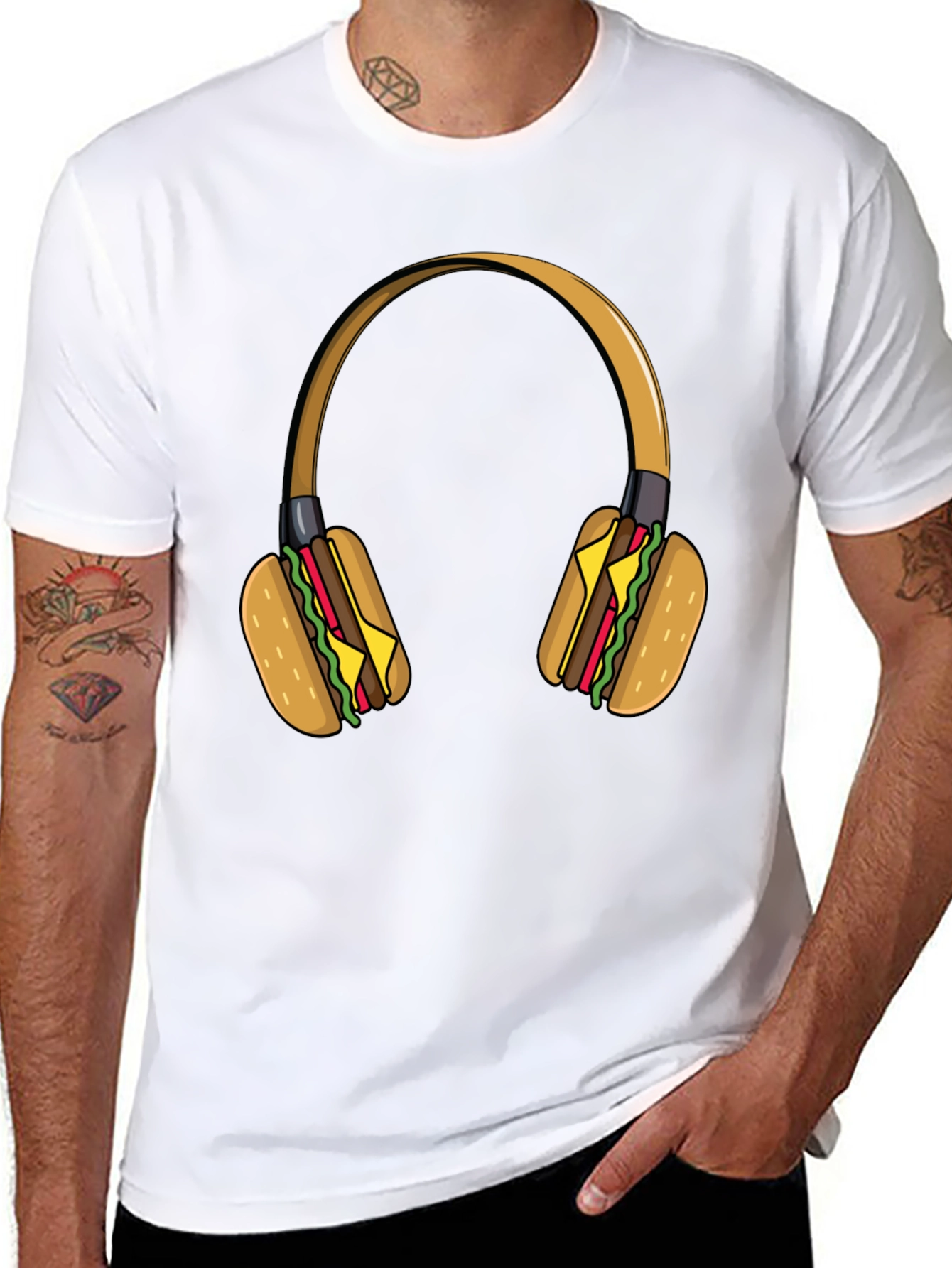 Burger Headphones Graphic Tee