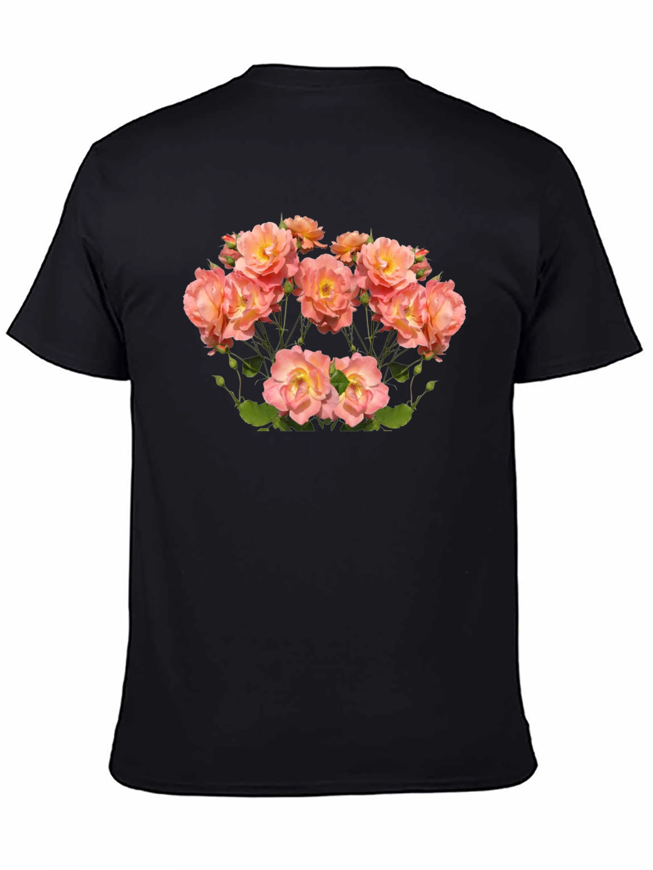 Floral Rose Print Black T-Shirt