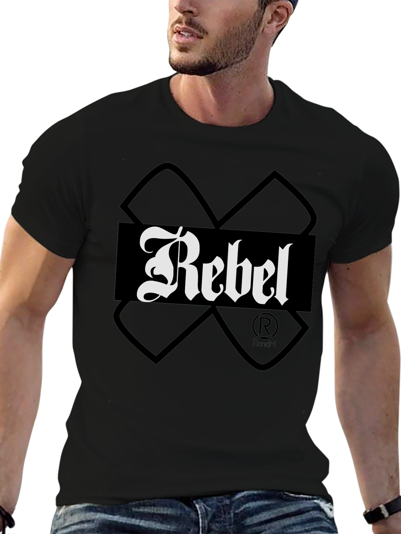 Rebel Graphic Print Mens T-Shirt - Black