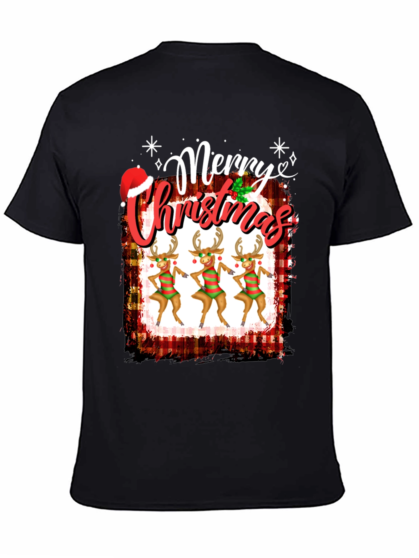 Festive Merry Christmas Reindeer Graphic Tee