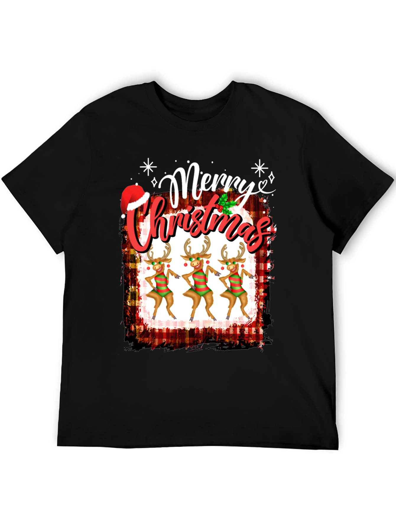 Festive Merry Christmas Reindeer Graphic Tee