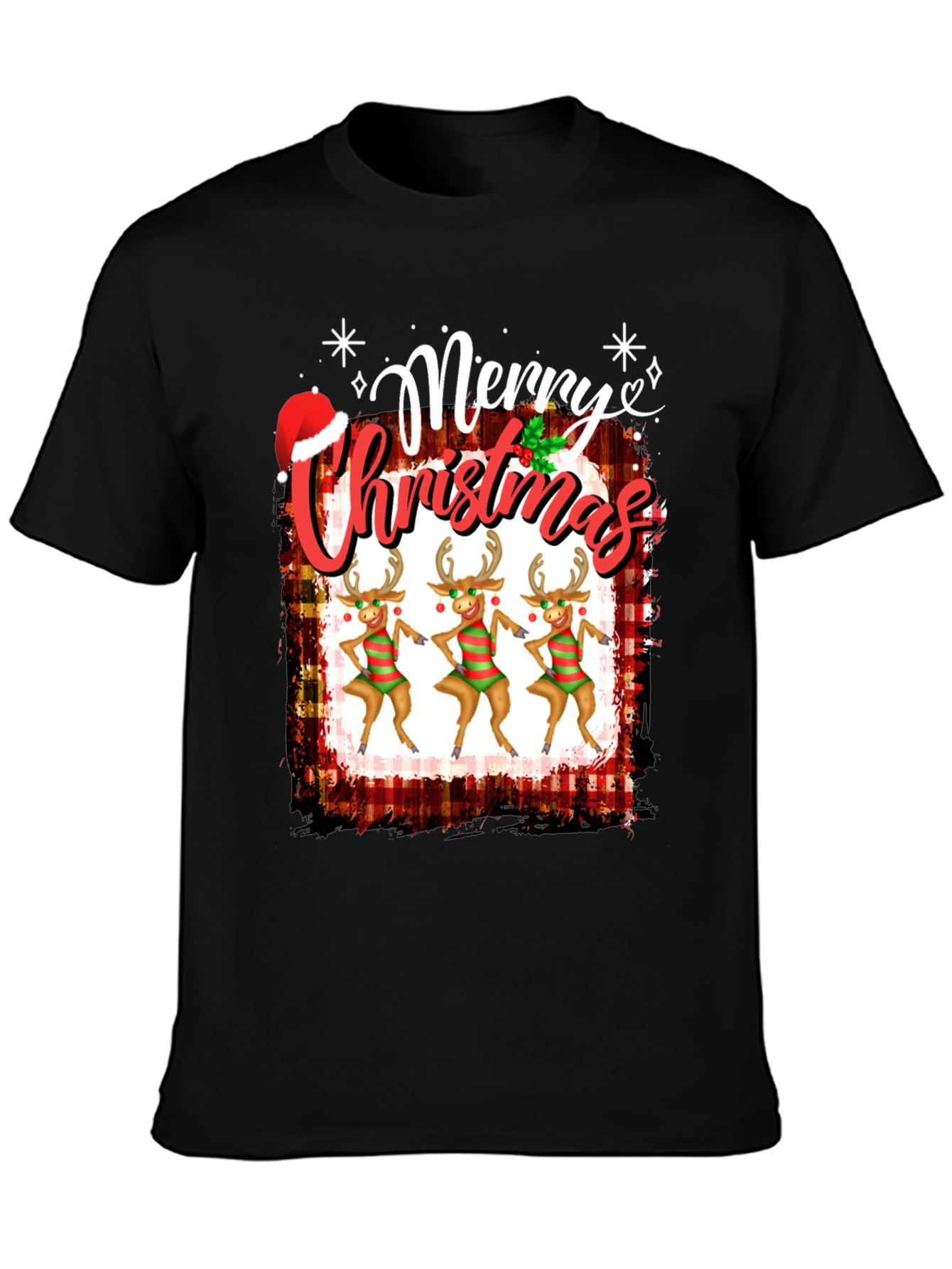 Festive Merry Christmas Reindeer Graphic Tee